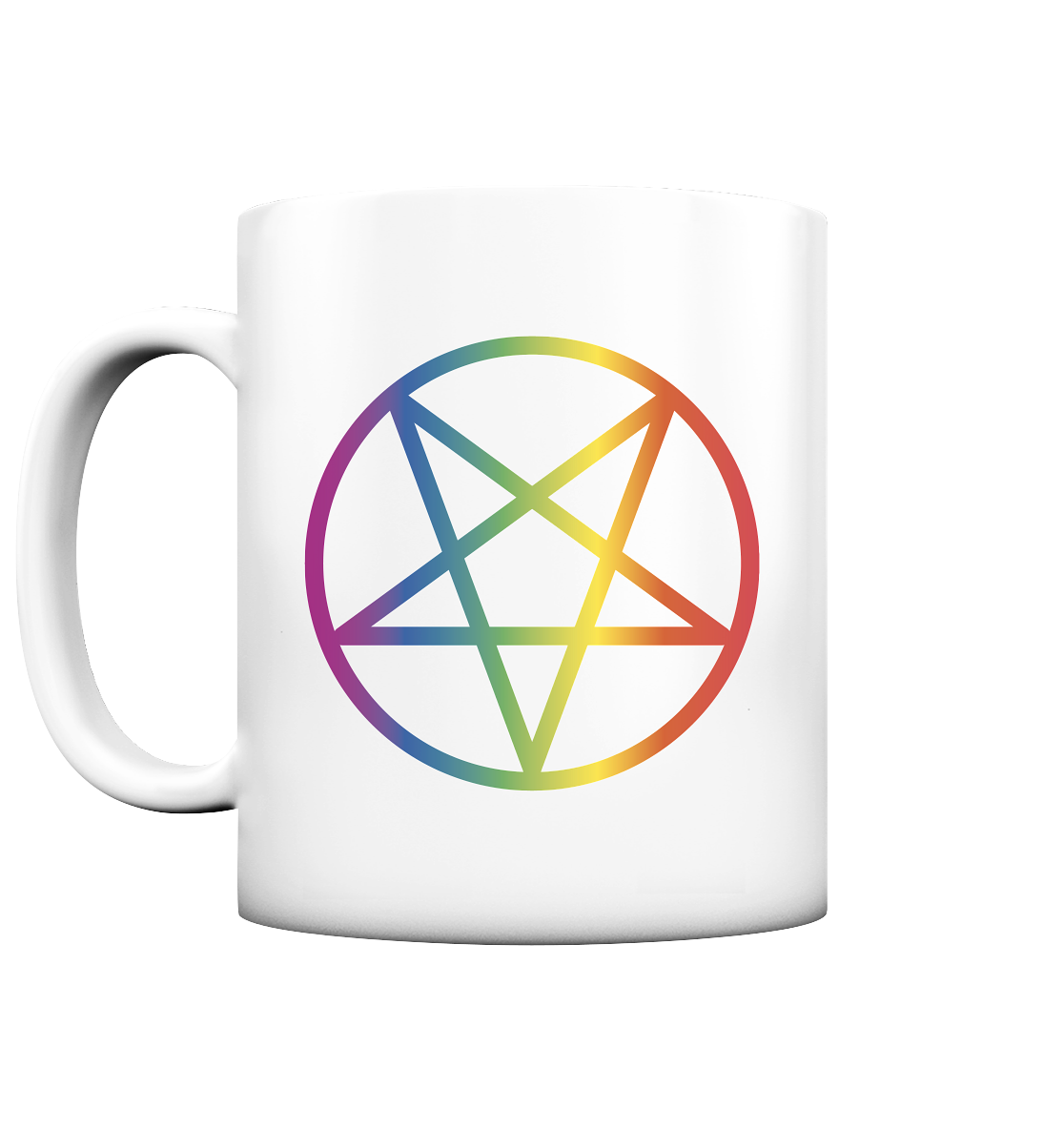 Regenbogen Pentagramm Tasse (matt)