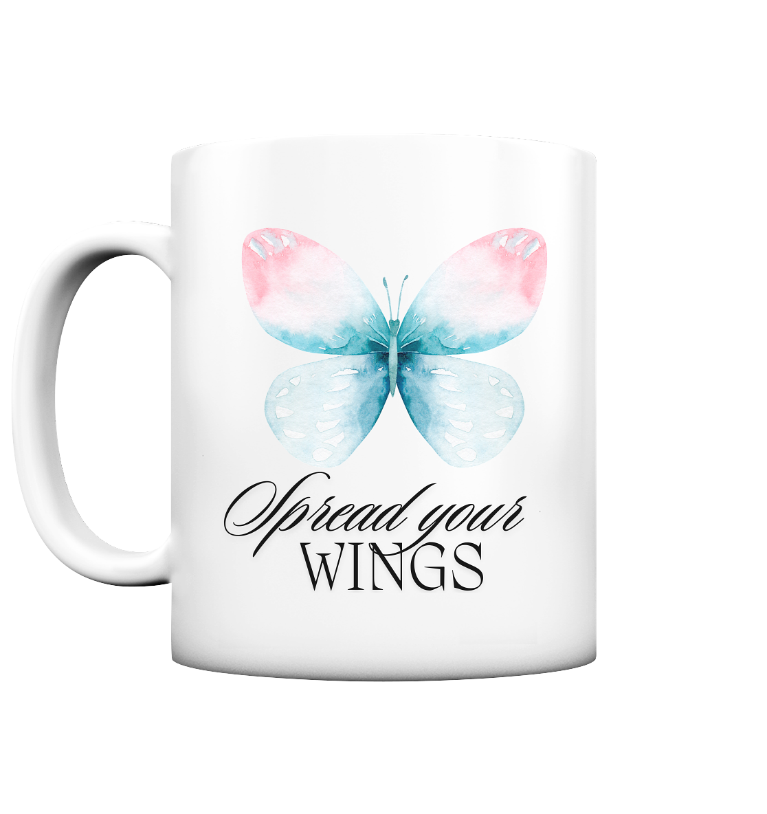 Spread your Wings (schwarze Schrift) Tasse (matt)