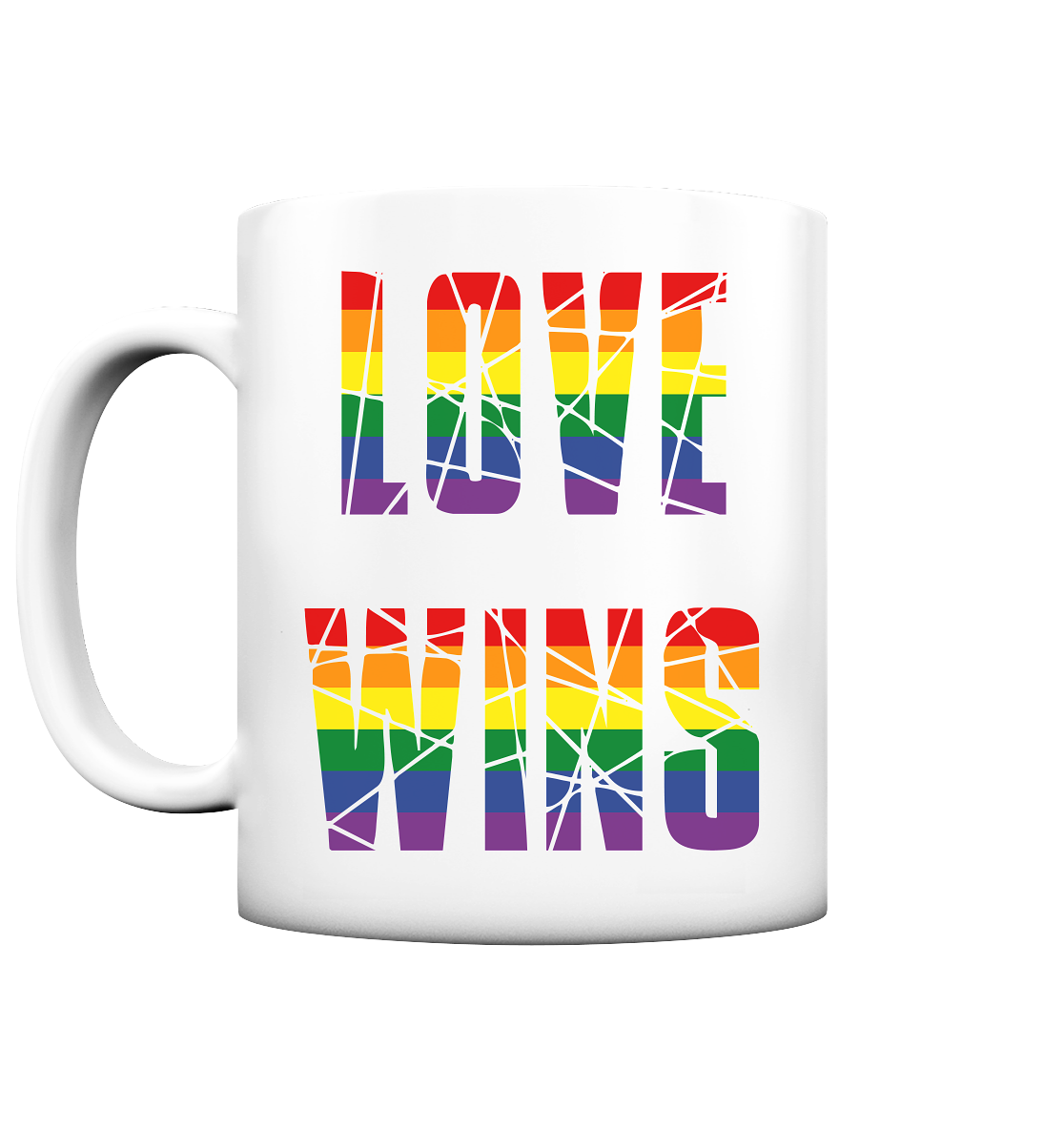 LOVE WINS in Regenbogen-Farben - Tasse matt