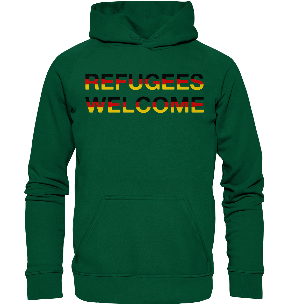 Refugees Welcome in Deutschlandfarben Hoodie