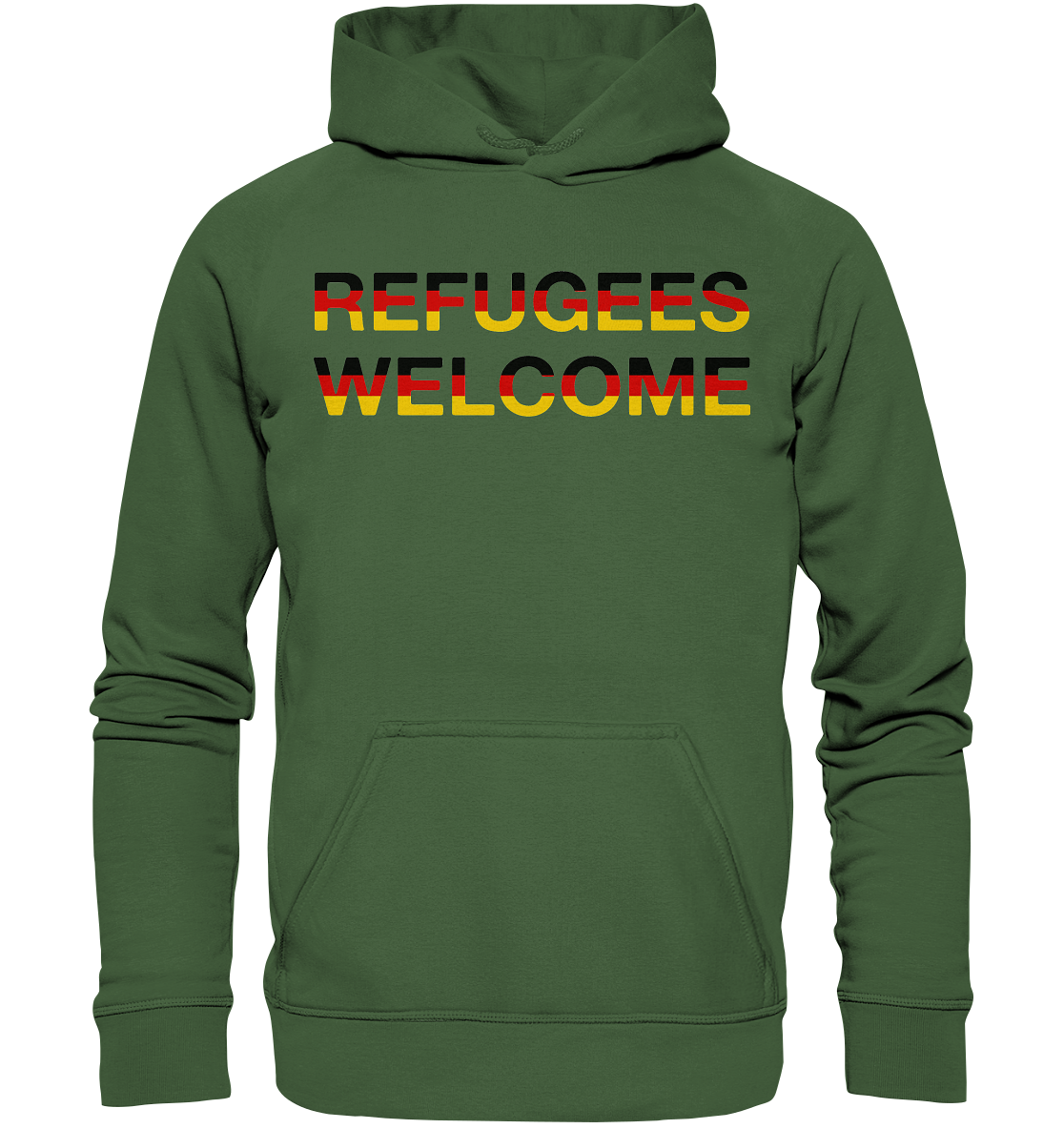 Refugees Welcome in Deutschlandfarben Hoodie