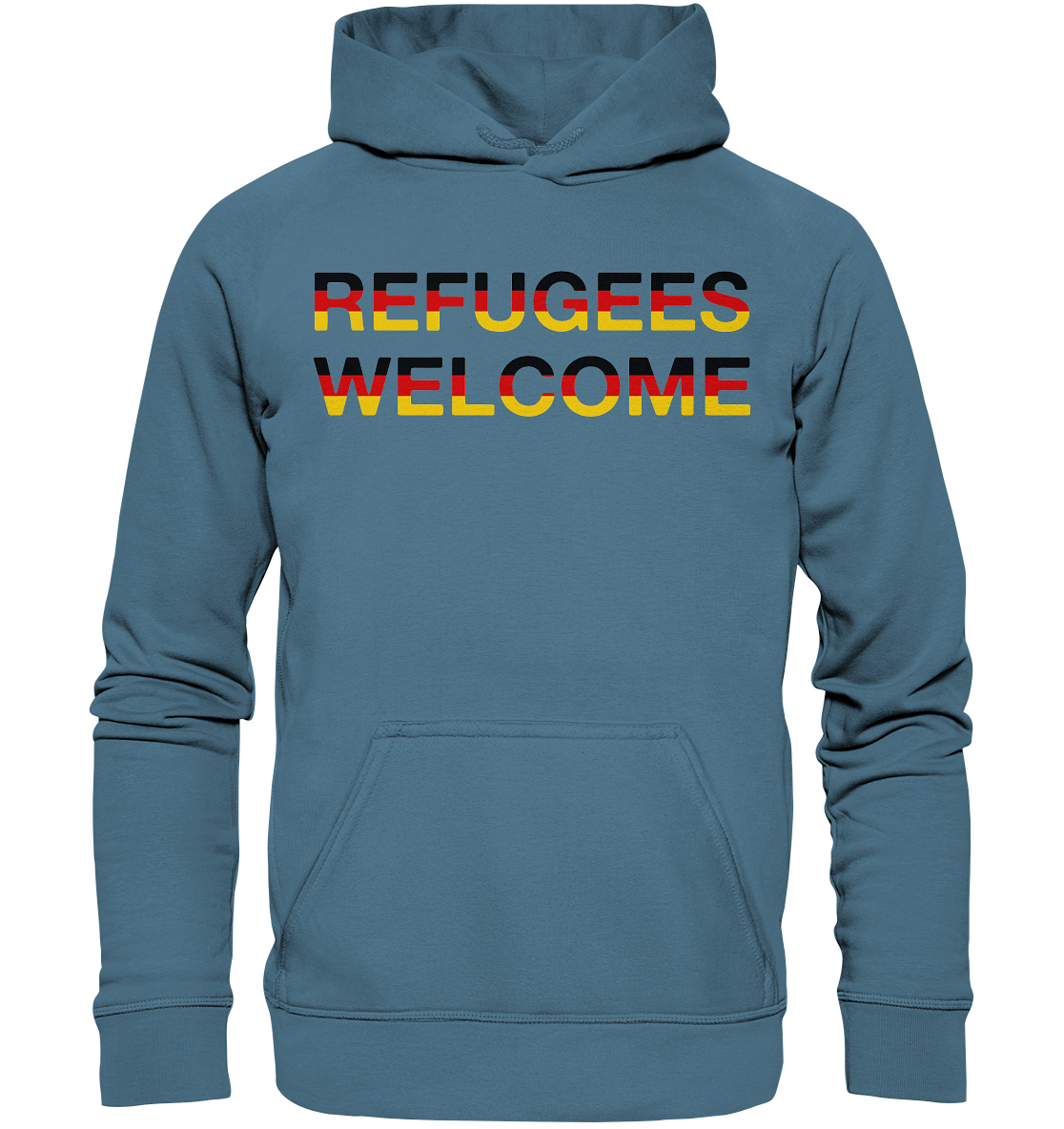 Refugees Welcome in Deutschlandfarben Hoodie