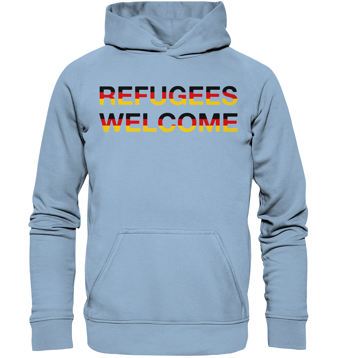 Refugees Welcome in Deutschlandfarben Hoodie