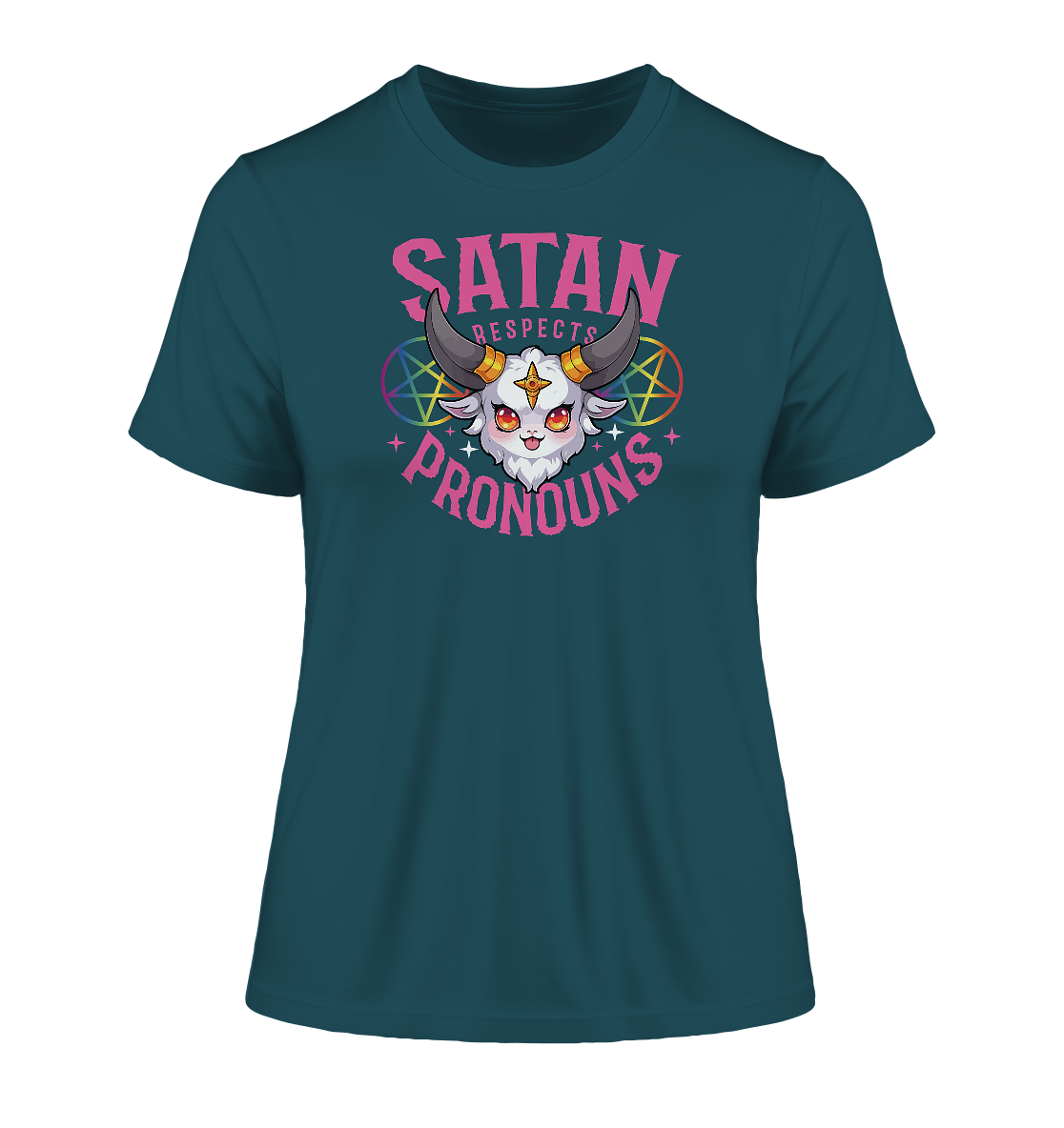 Satan Respects Pronouns - Fitted Ladies Organic Shirt