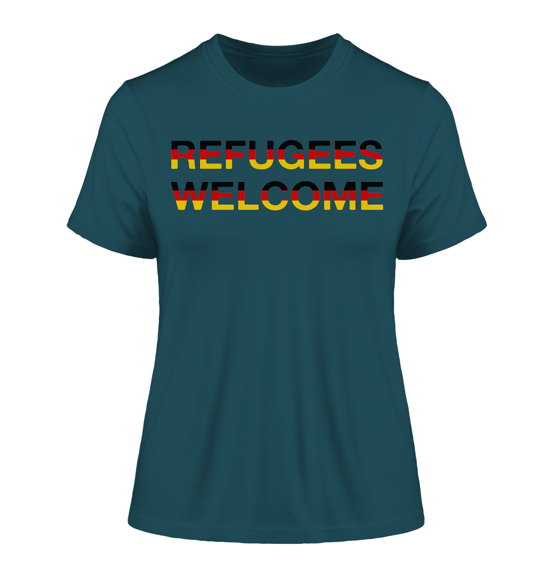 Refugees Welcome in Deutschlandfarben "Frauen" Stanley/Stella Fitted T-Shirt