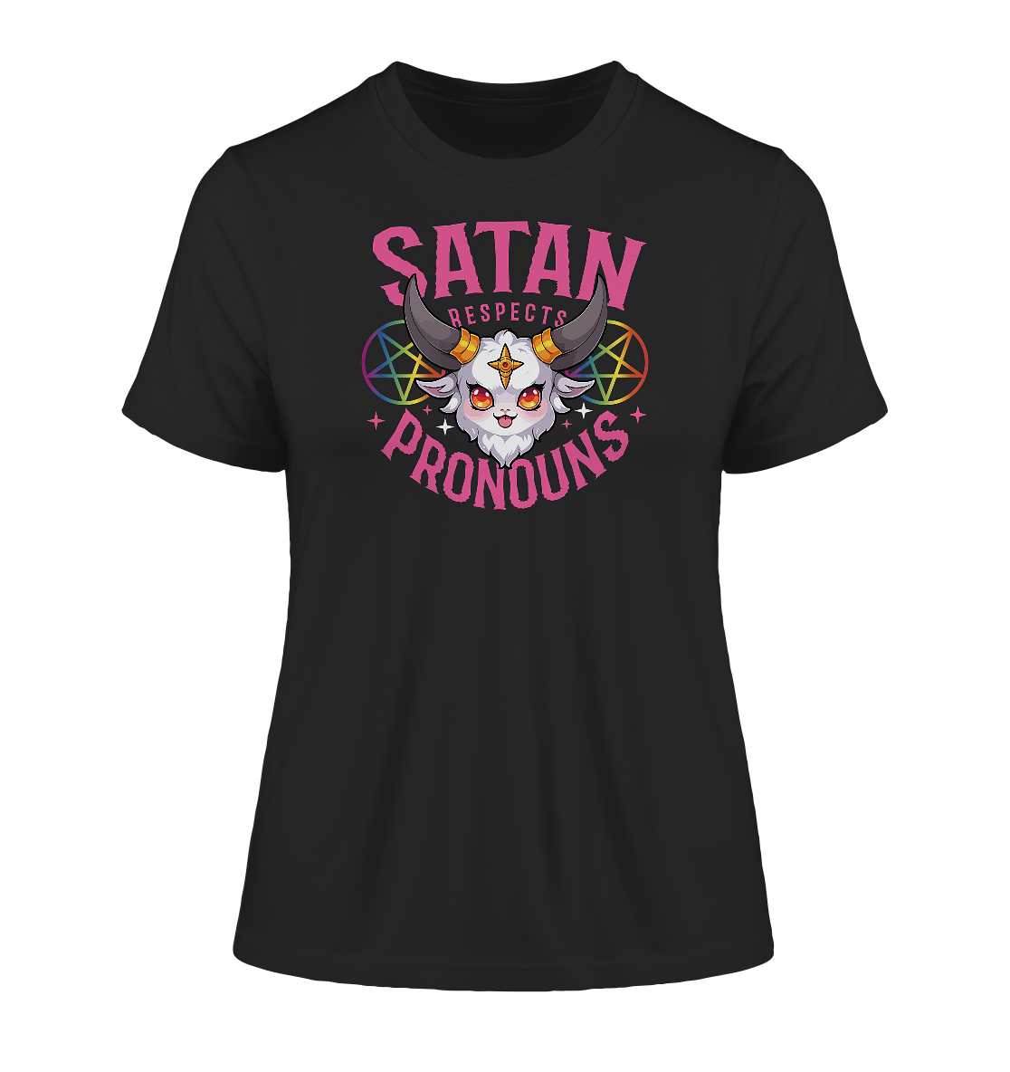 Satan Respects Pronouns - Fitted Ladies Organic Shirt