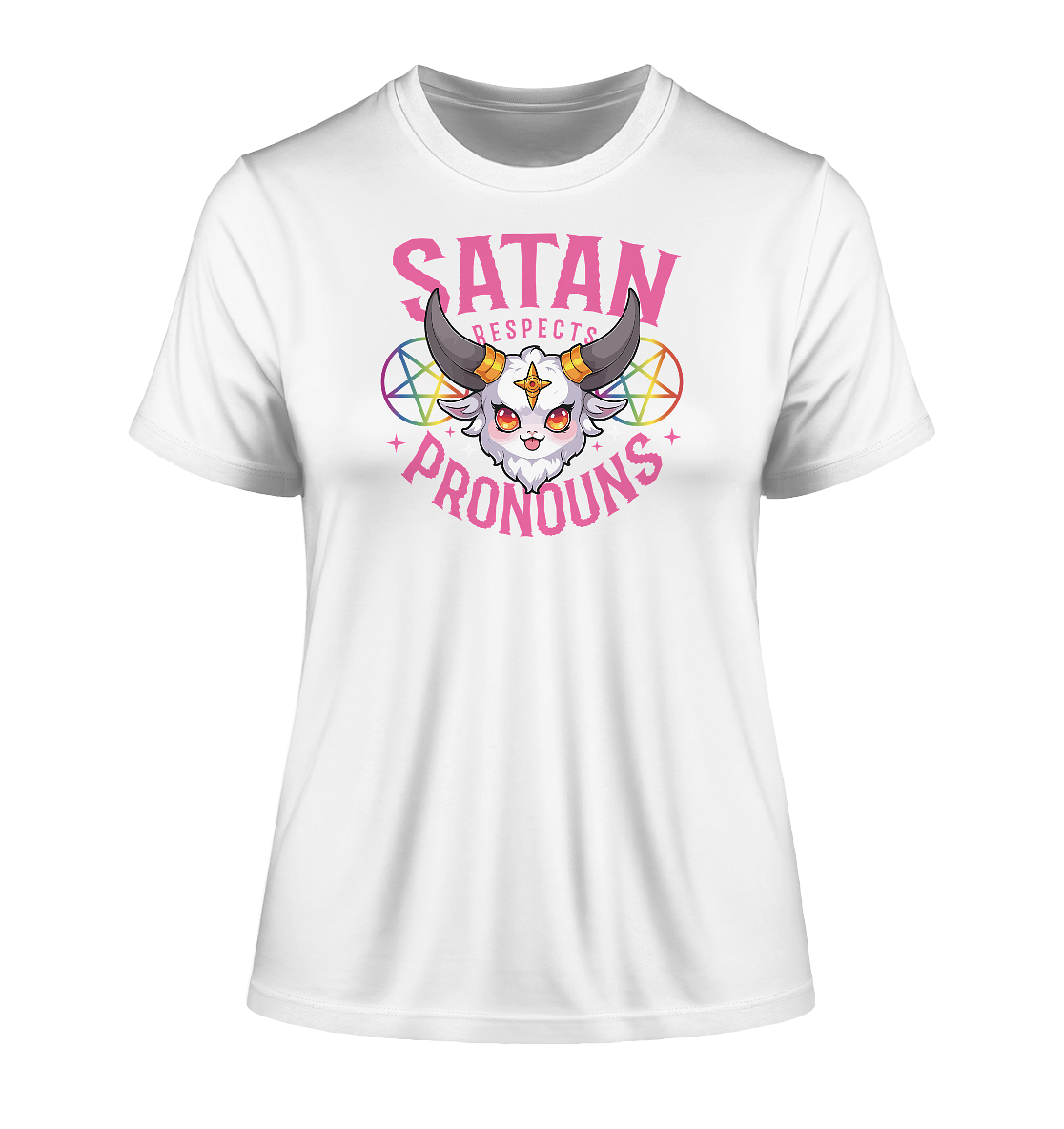 Satan Respects Pronouns - Fitted Ladies Organic Shirt