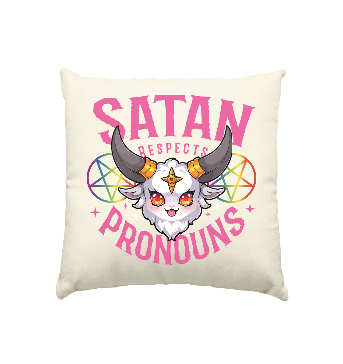 Satan Respects Pronouns - Kissen natur 40x40cm