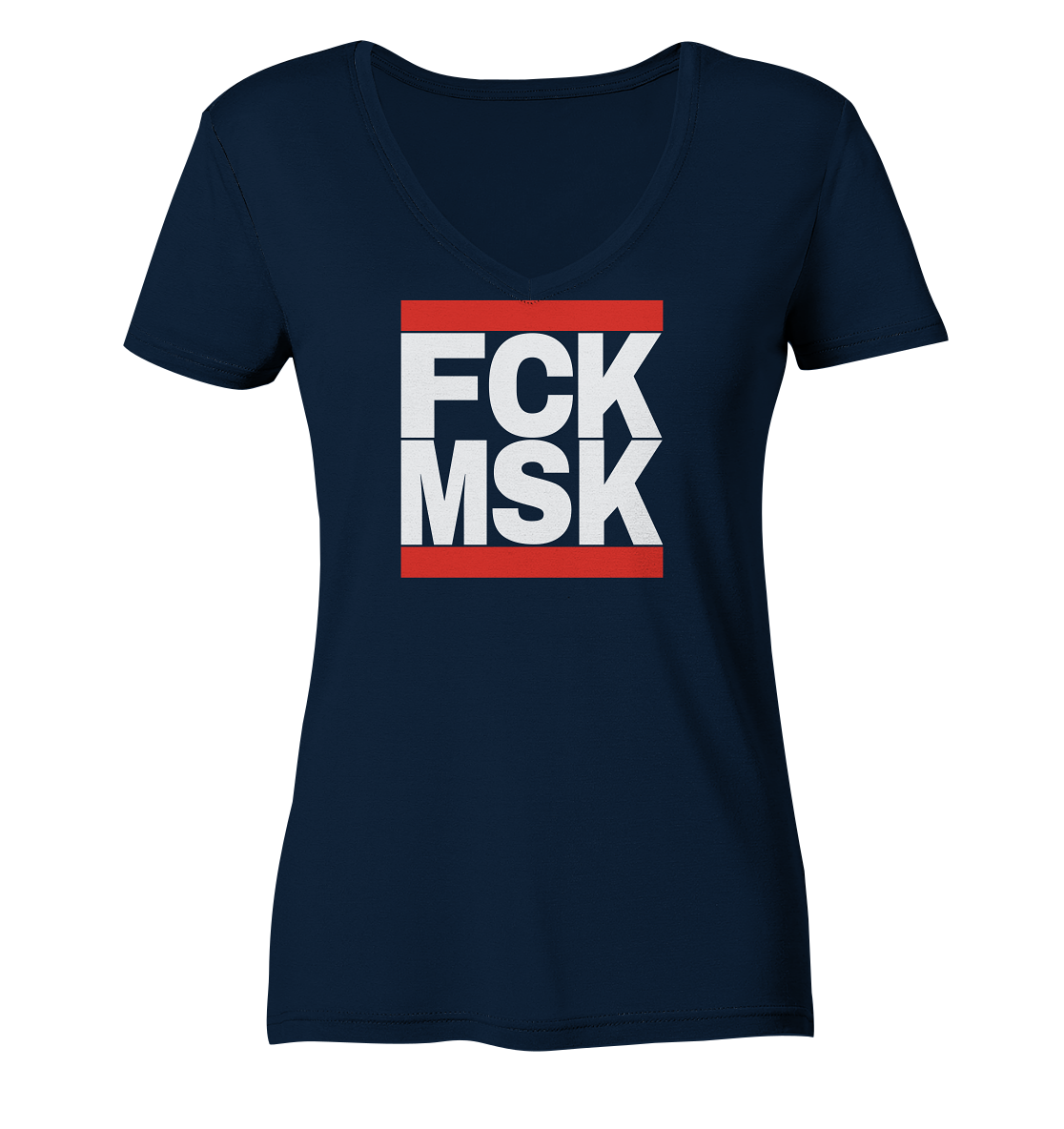 FCK MSK (weiße Schrift) - "Frauen" V-Neck Shirt