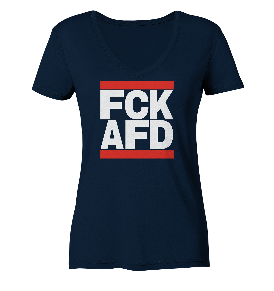 FCK AFD (weiße Schrift) - "Frauen" V-Neck Shirt