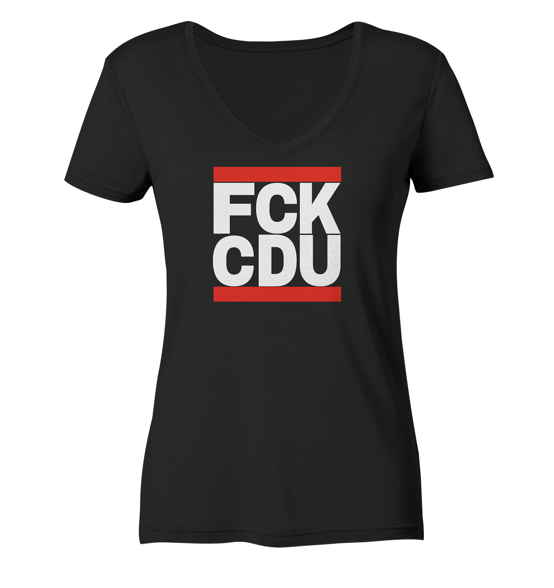 FCK CDU (weiße Schrift) - Ladies V-Neck Shirt