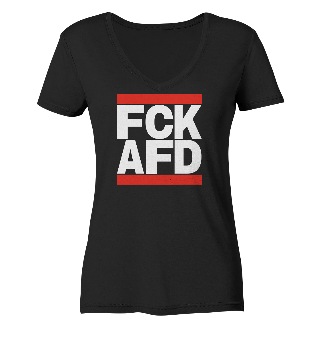 FCK AFD (weiße Schrift) - "Frauen" V-Neck Shirt