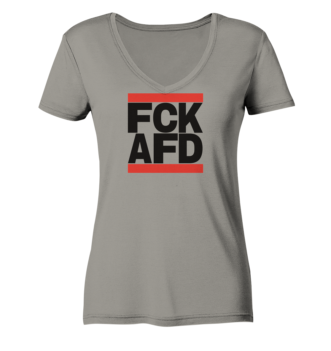 FCK AFD (schwarze Schrift) - "Frauen" V-Neck Shirt