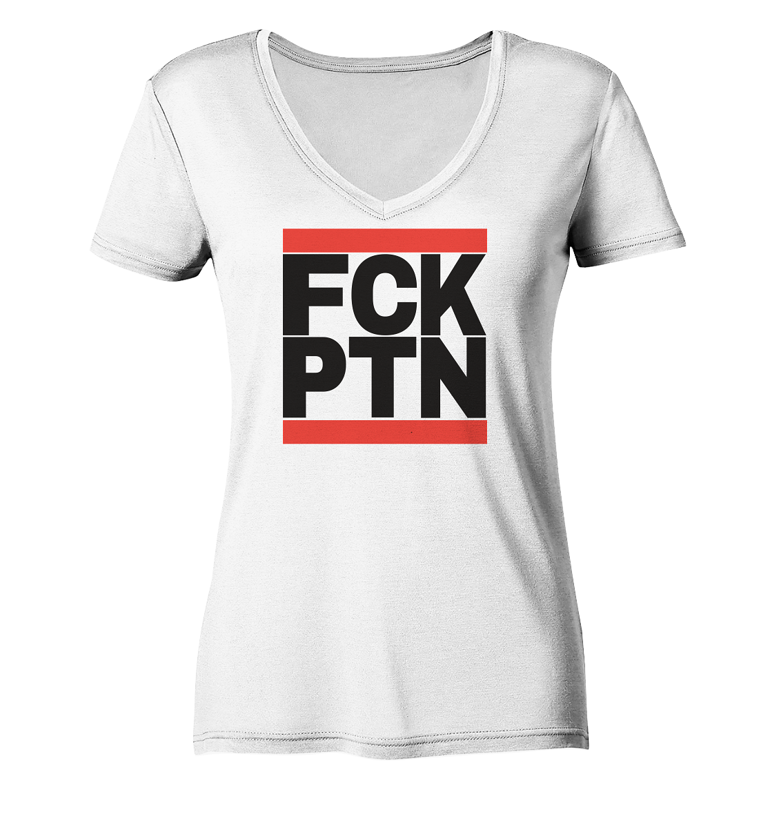 FCK PTN (schwarze Schrift) - Ladies V-Neck Shirt