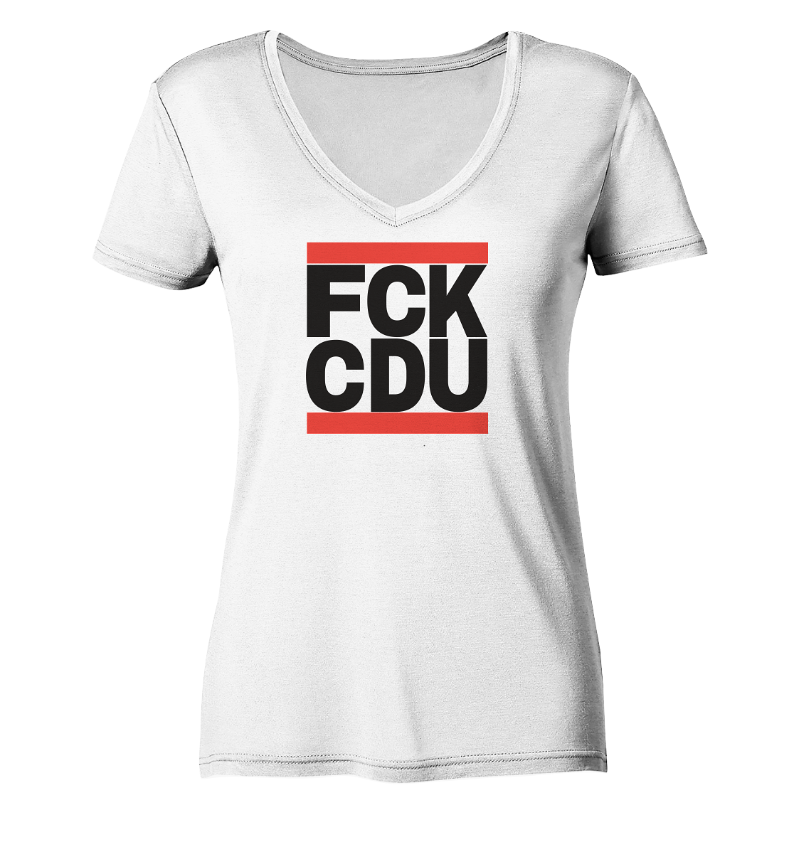 FCK CDU (schwarze Schrift) - Ladies V-Neck Shirt