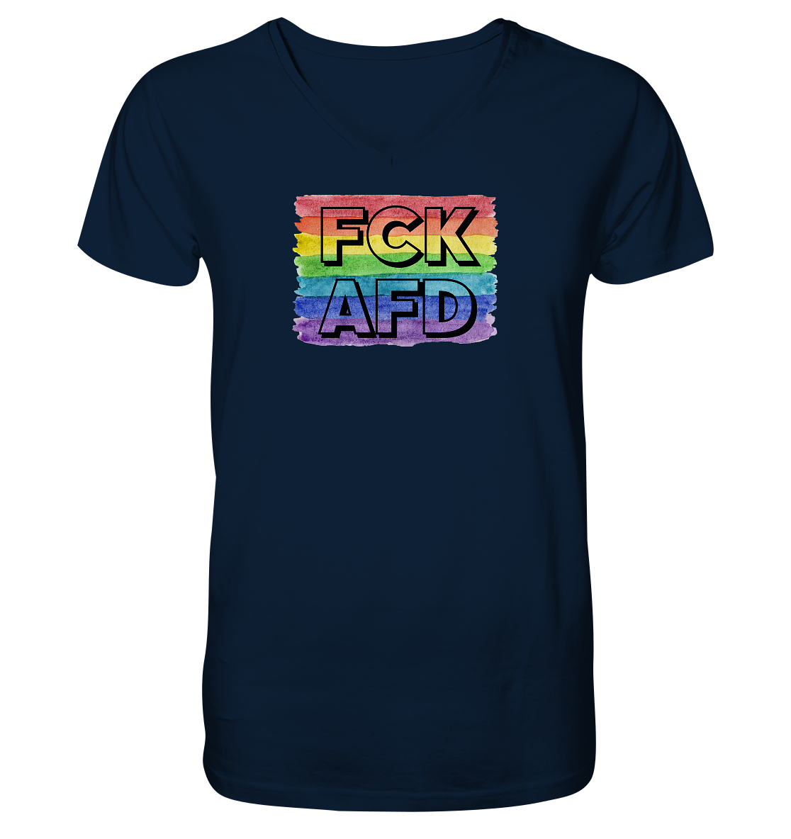 FCK AFD "Rainbow Resistance Edition" - Mens Organic V-Neck Shirt