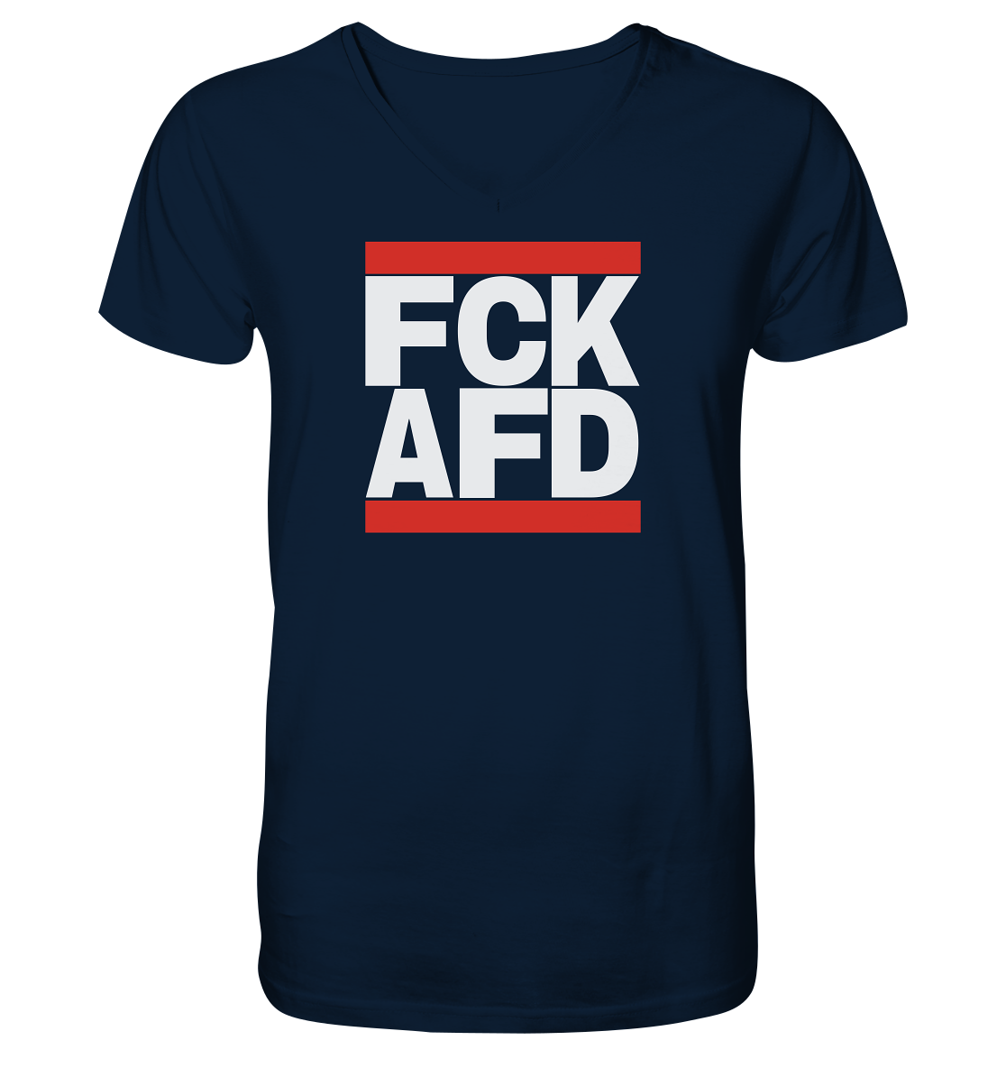 FCK AFD (weiße Schrift) - "Männer" V-Neck Shirt