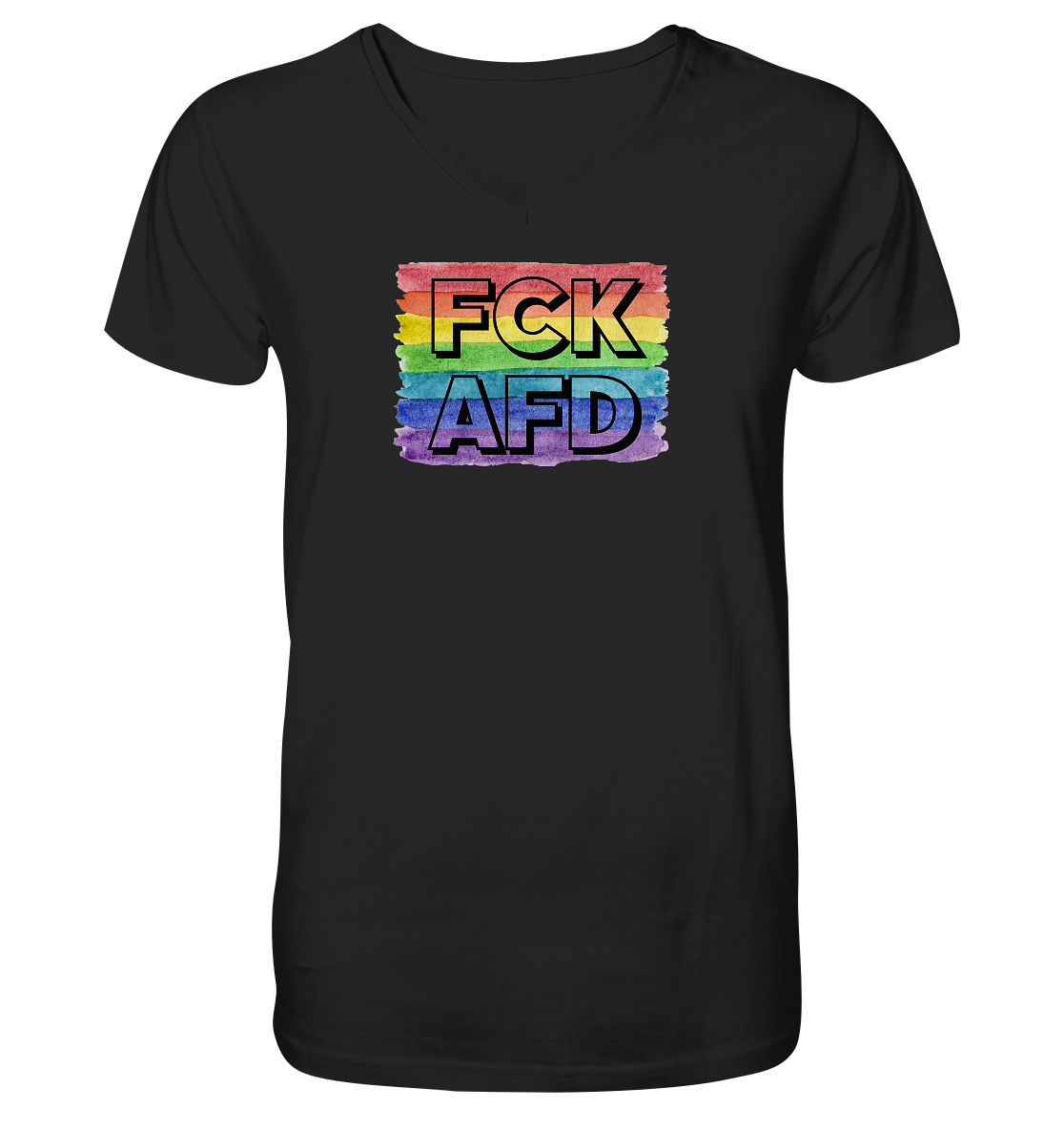 FCK AFD "Rainbow Resistance Edition" - Mens Organic V-Neck Shirt