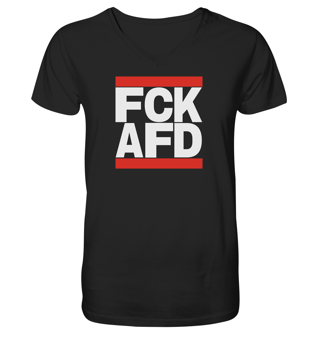 FCK AFD (weiße Schrift) - "Männer" V-Neck Shirt