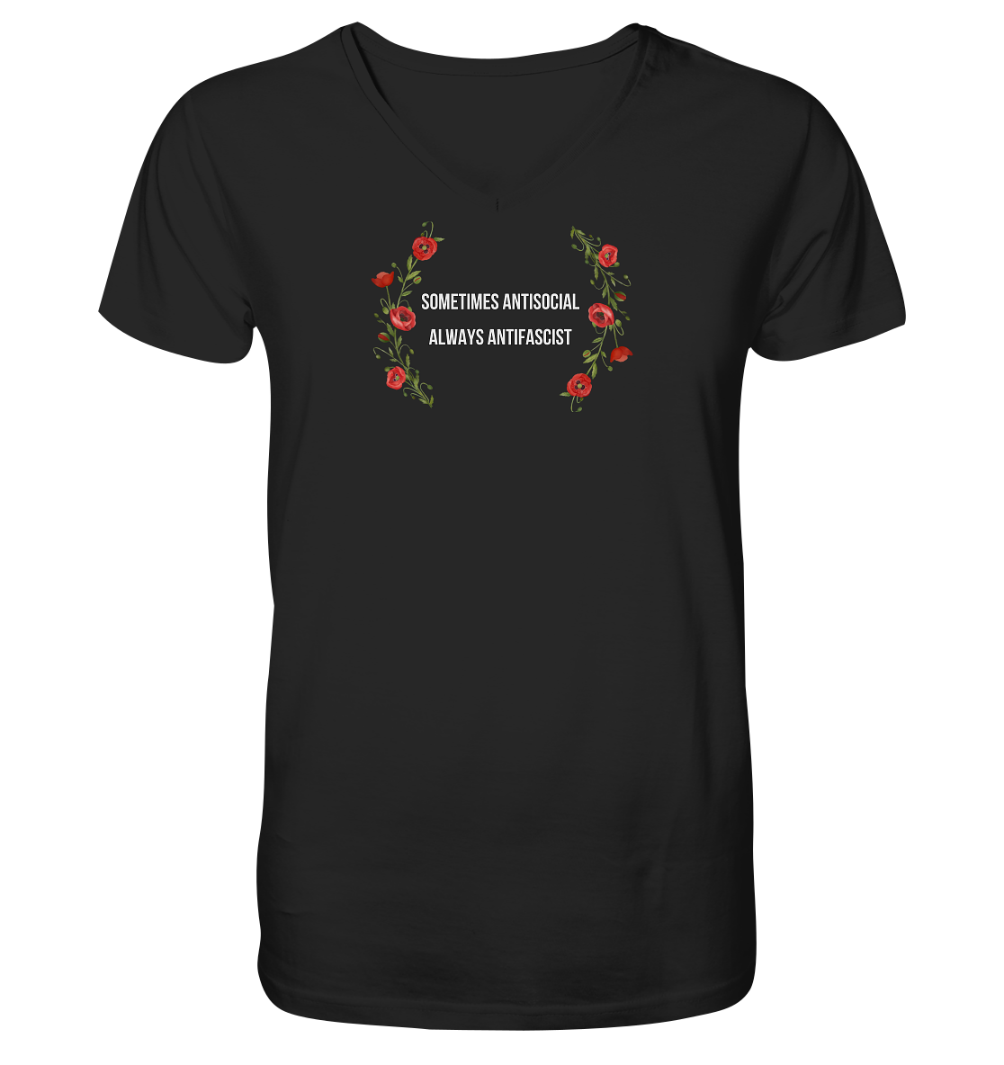 Sometimes Antisocial Always Antifascist - "Männer" V-Neck Shirt