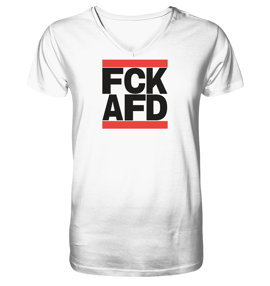 FCK AFD (schwarze Schrift) - "Männer" V-Neck Shirt