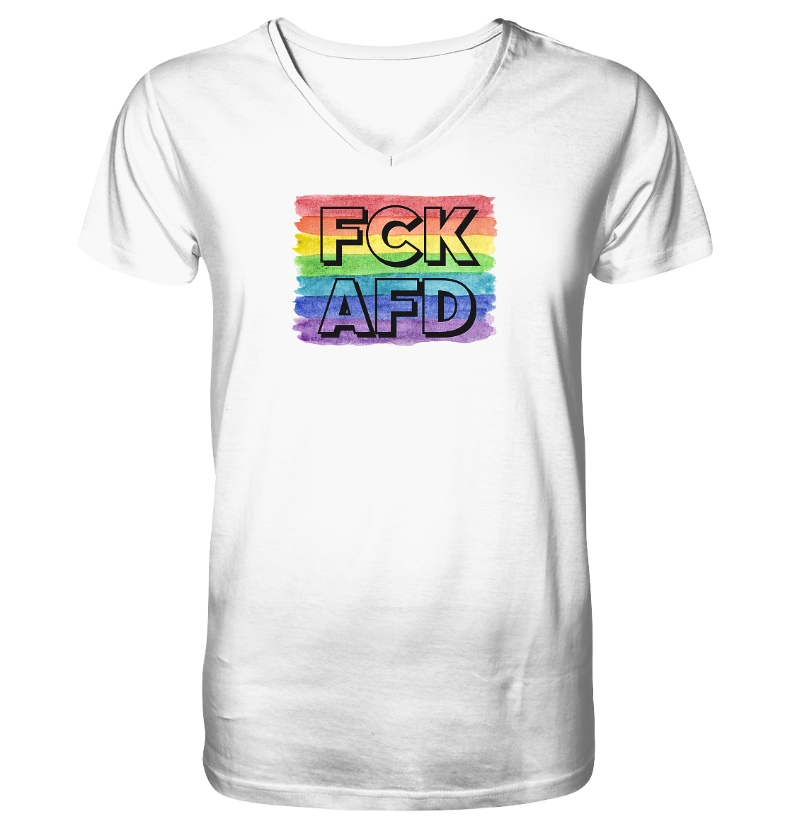 FCK AFD "Rainbow Resistance Edition" - Mens Organic V-Neck Shirt