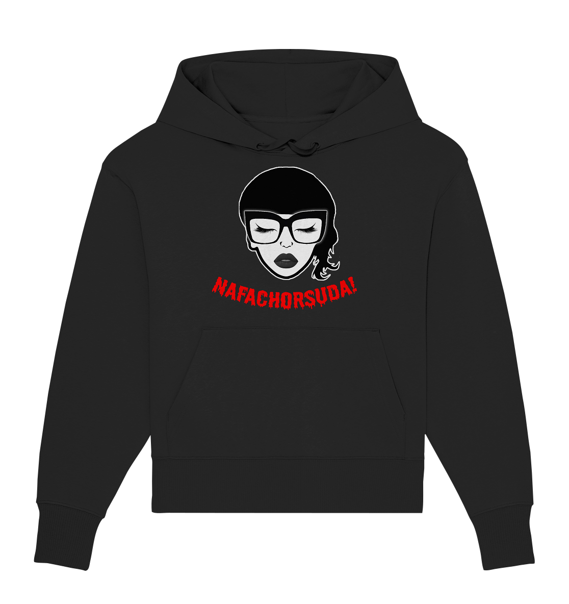 Nafachorsuda! Rote Schrift Oversize Hoodie