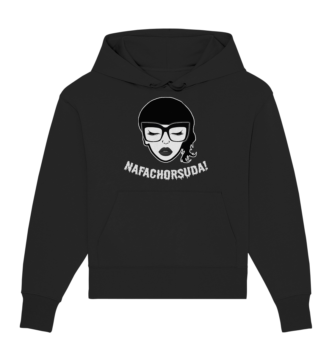 Nafachorsuda! Weiße Schrift Oversize Hoodie