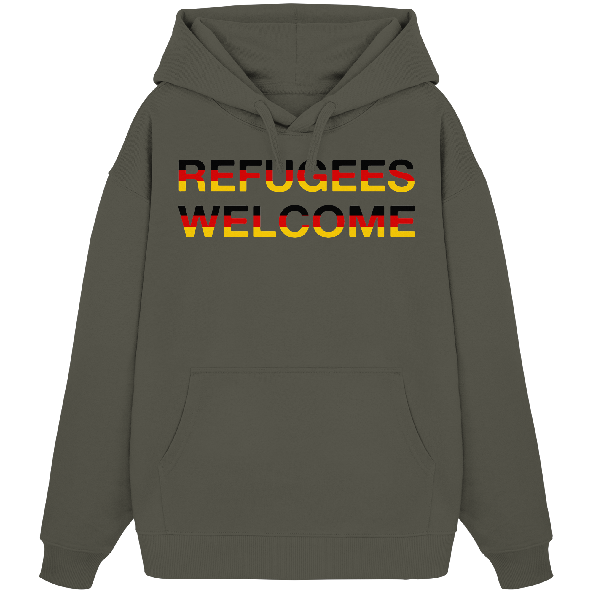 Refugees Welcome in Deutschlandfarben Oversize Hoodie