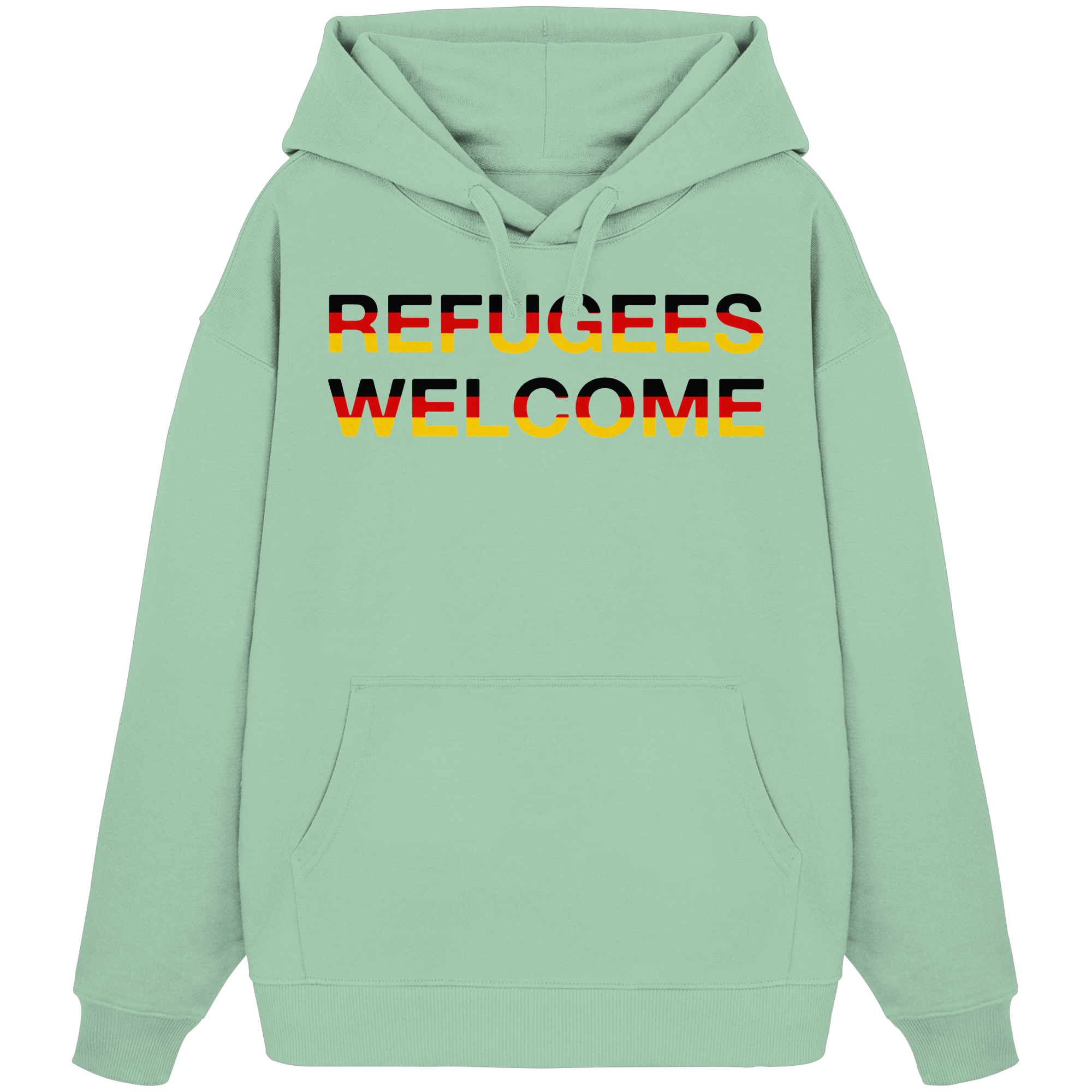 Refugees Welcome in Deutschlandfarben Oversize Hoodie