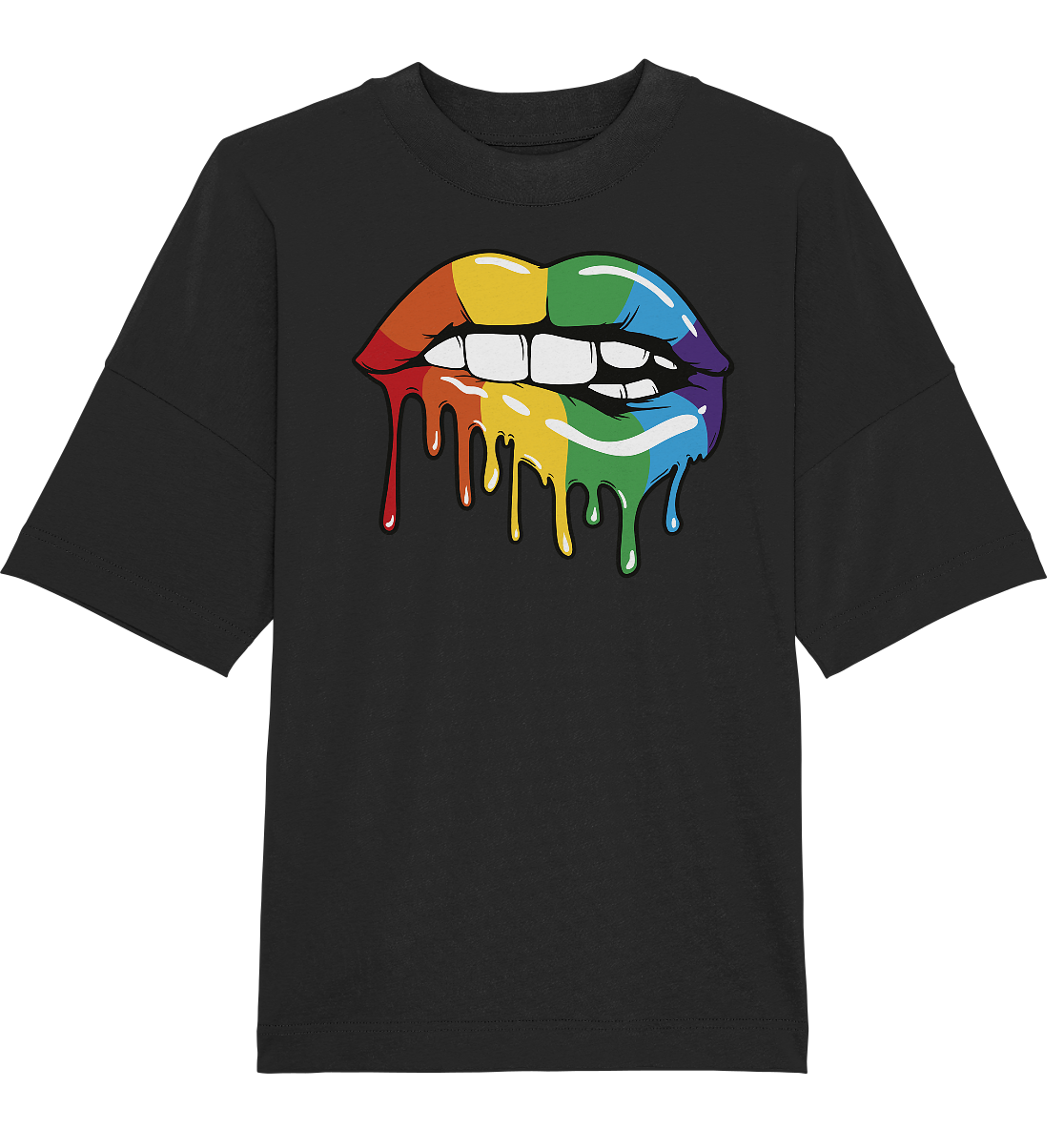 Regenbogen Lippen Oversize Shirt