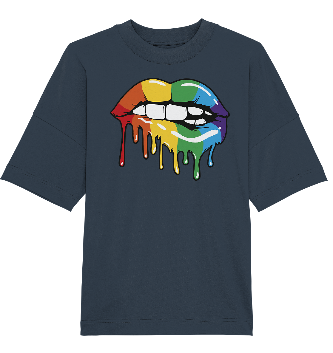 Regenbogen Lippen Oversize Shirt