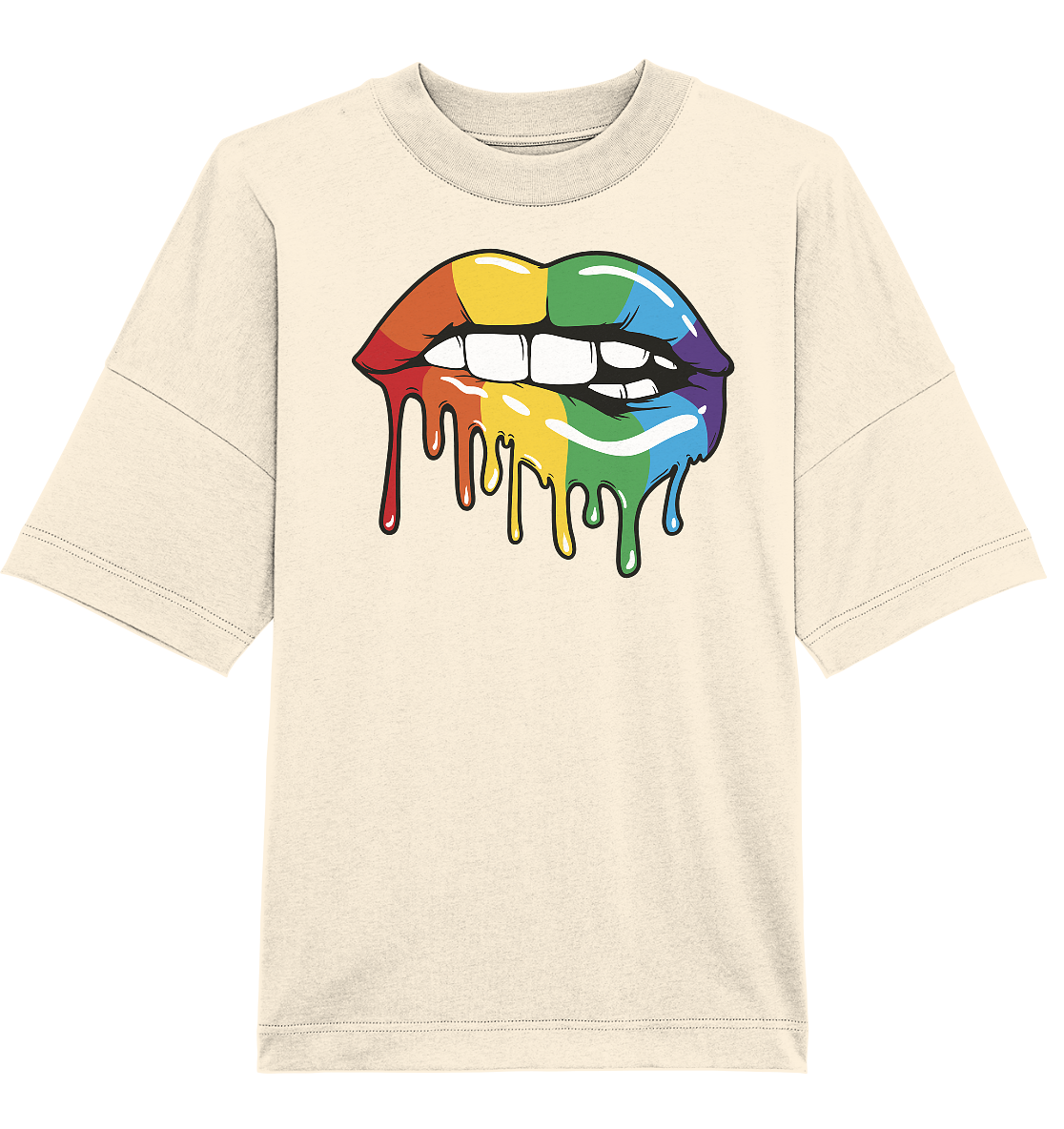 Regenbogen Lippen Oversize Shirt