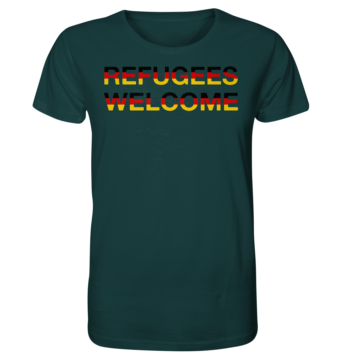 Refugees Welcome in Deutschlandfarben Unisex Shirt