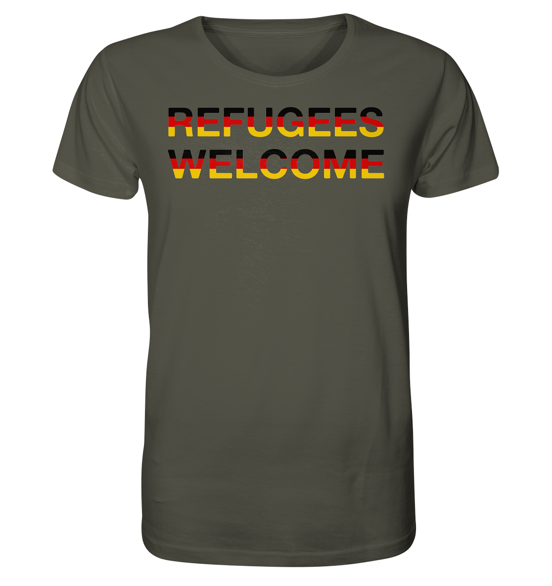 Refugees Welcome in Deutschlandfarben Unisex Shirt