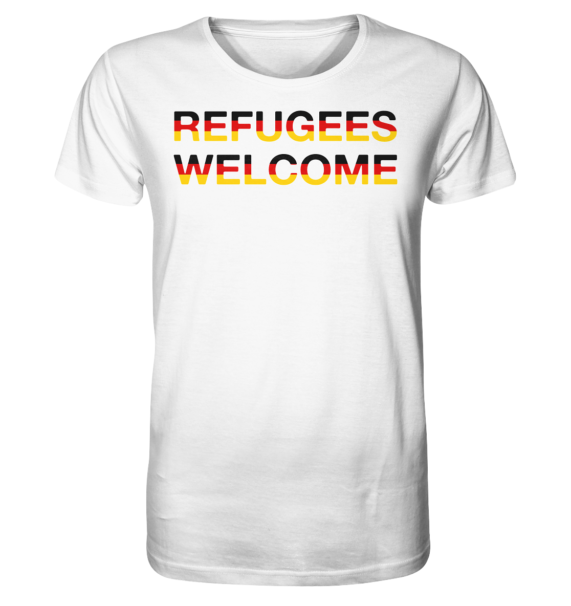 Refugees Welcome in Deutschlandfarben Unisex Shirt