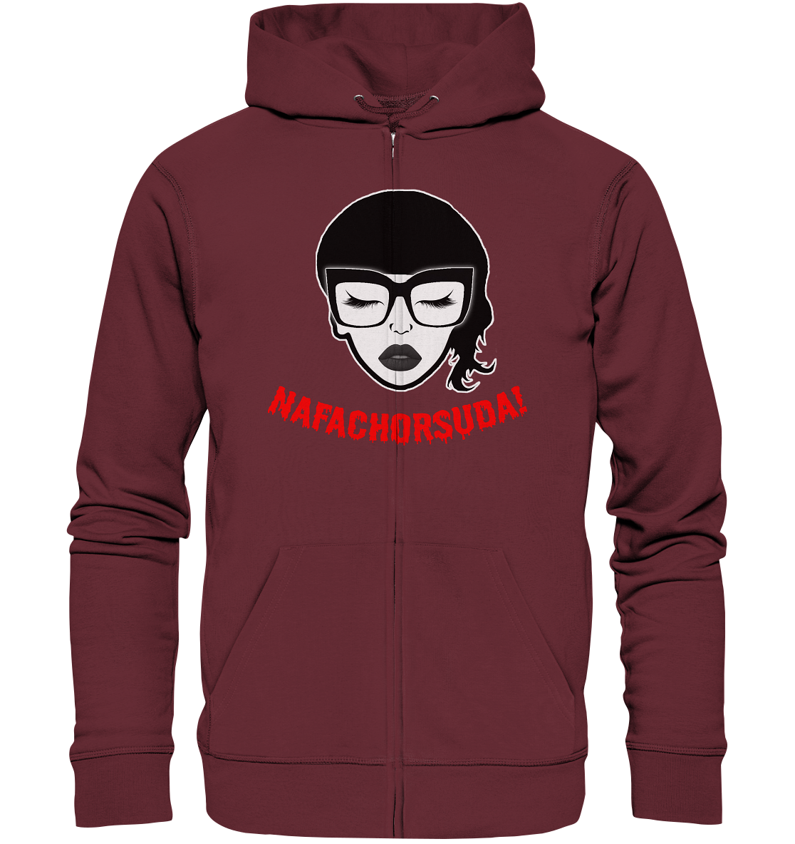 Nafachorsuda! Rote Schrift Unisex Sweatjacke