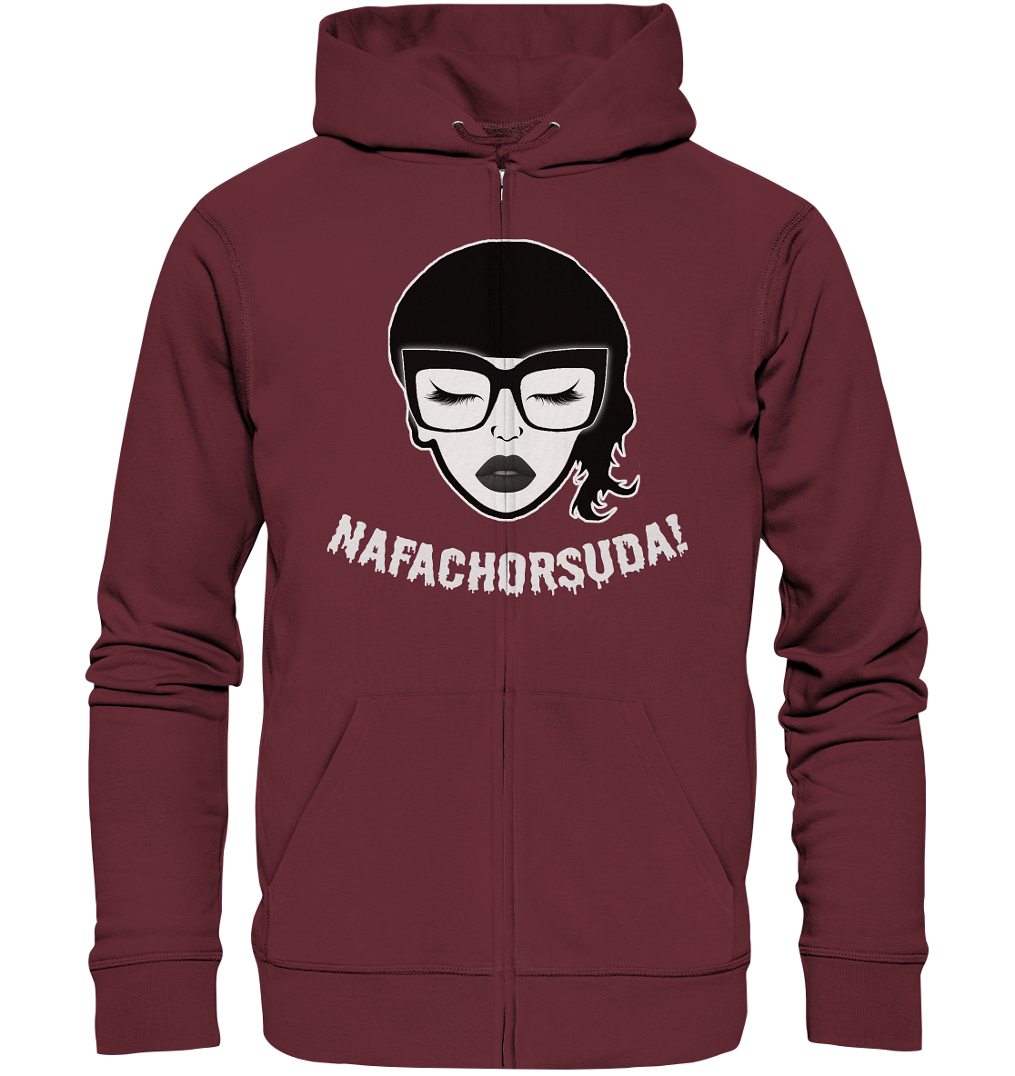 Nafachorsuda! Weiße Schrift Unisex Sweatjacke