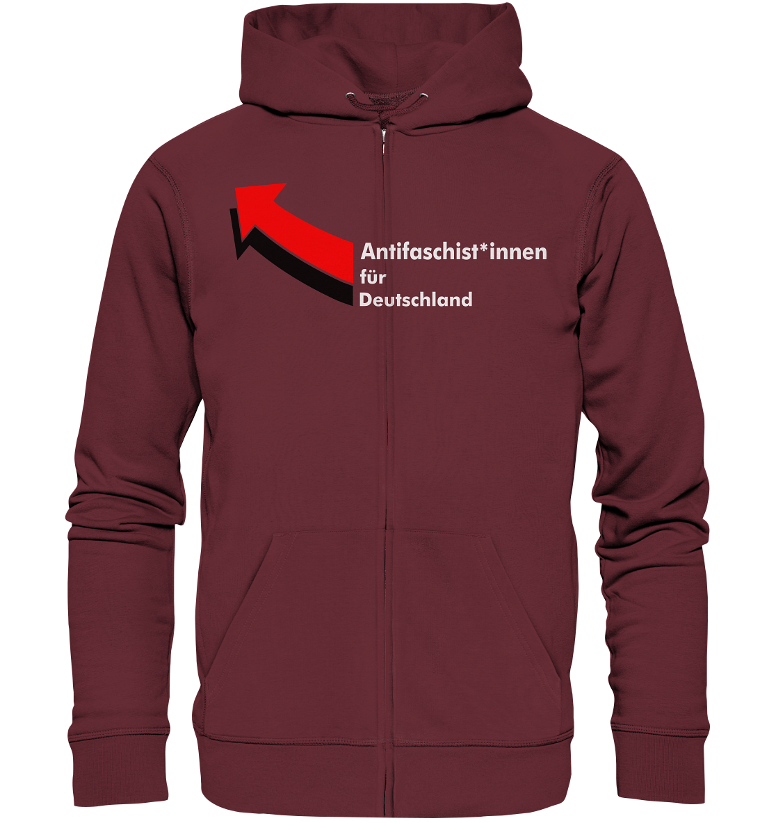 Antifaschist*innen für Deutschland (weiße Schrift) Unisex Sweatjacke