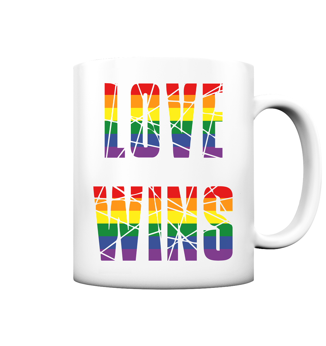 LOVE WINS in Regenbogen-Farben Tasse (matt)