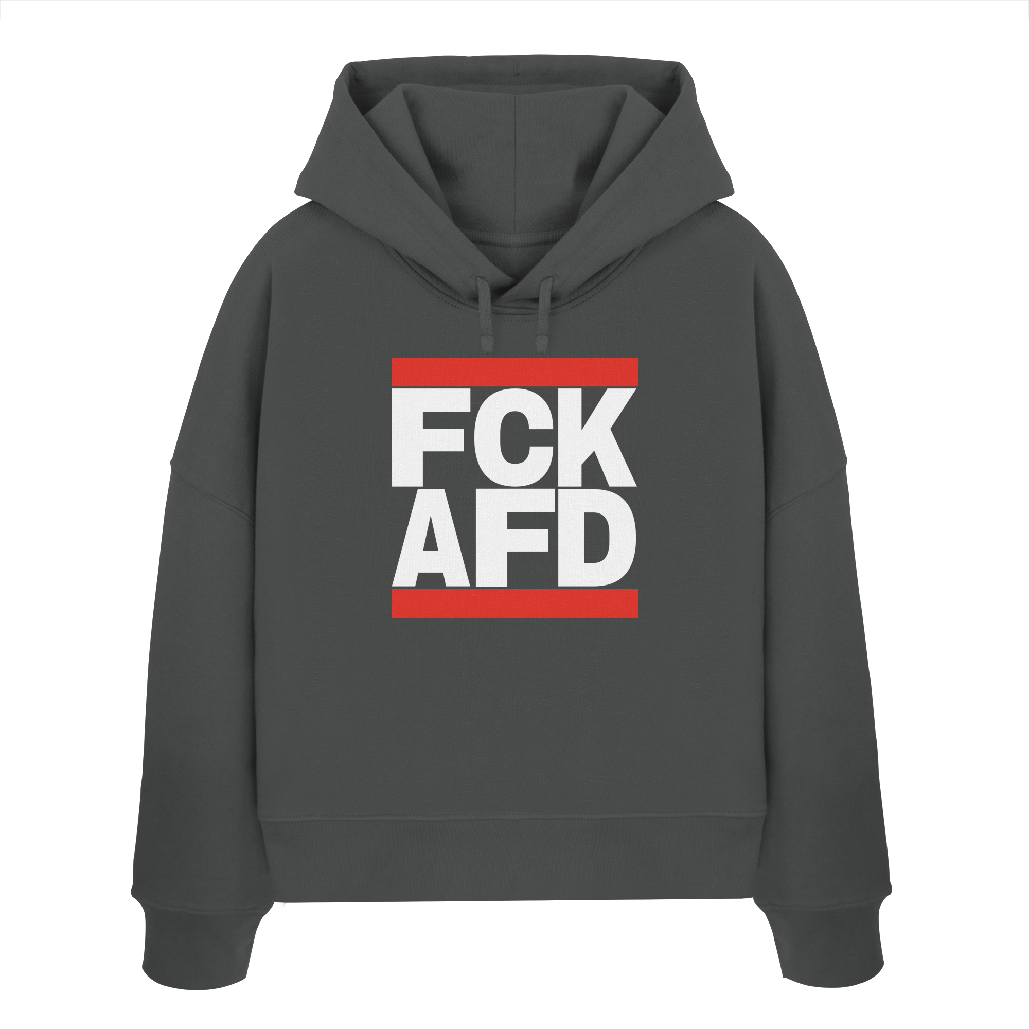 FCK AFD (weiße Schrift) - "Frauen" Boxcut Hoodie