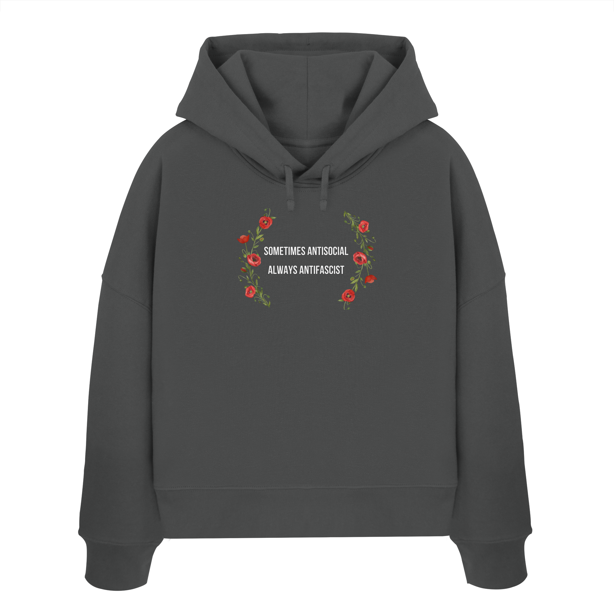 Sometimes Antisocial Always Antifascist - "Frauen" Boxcut Hoodie