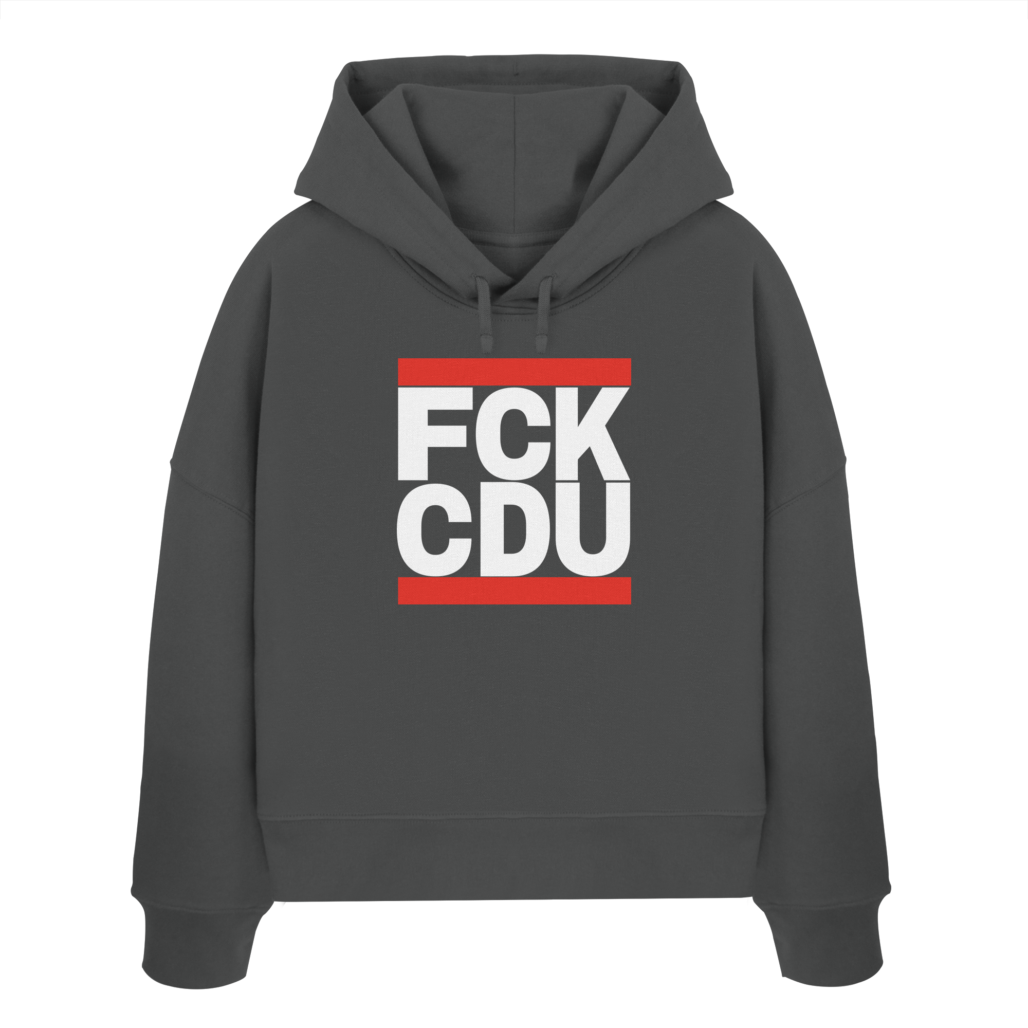 FCK CDU (weiße Schrift) - Womens Organic Boxcut Hoodie