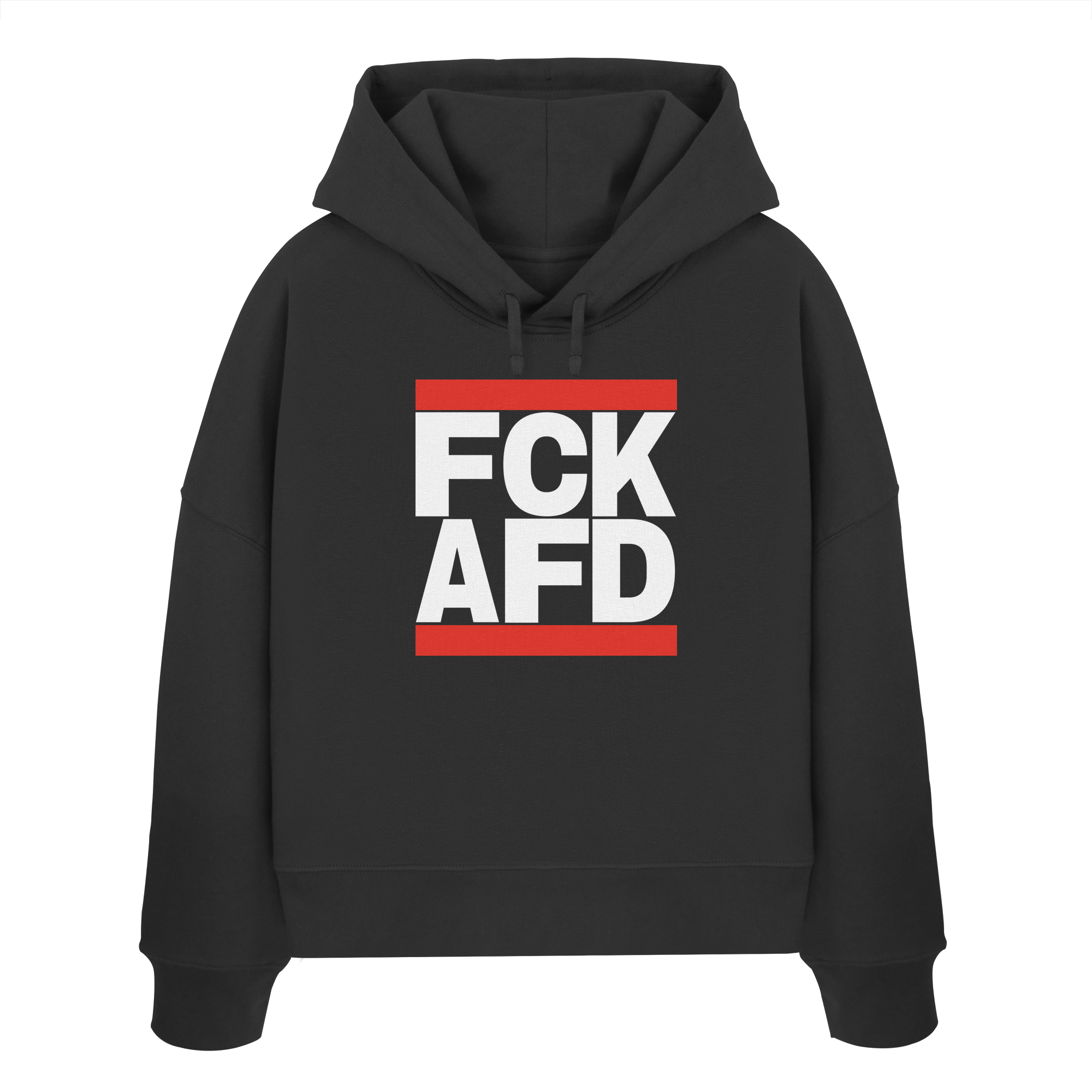 FCK AFD (weiße Schrift) - "Frauen" Boxcut Hoodie