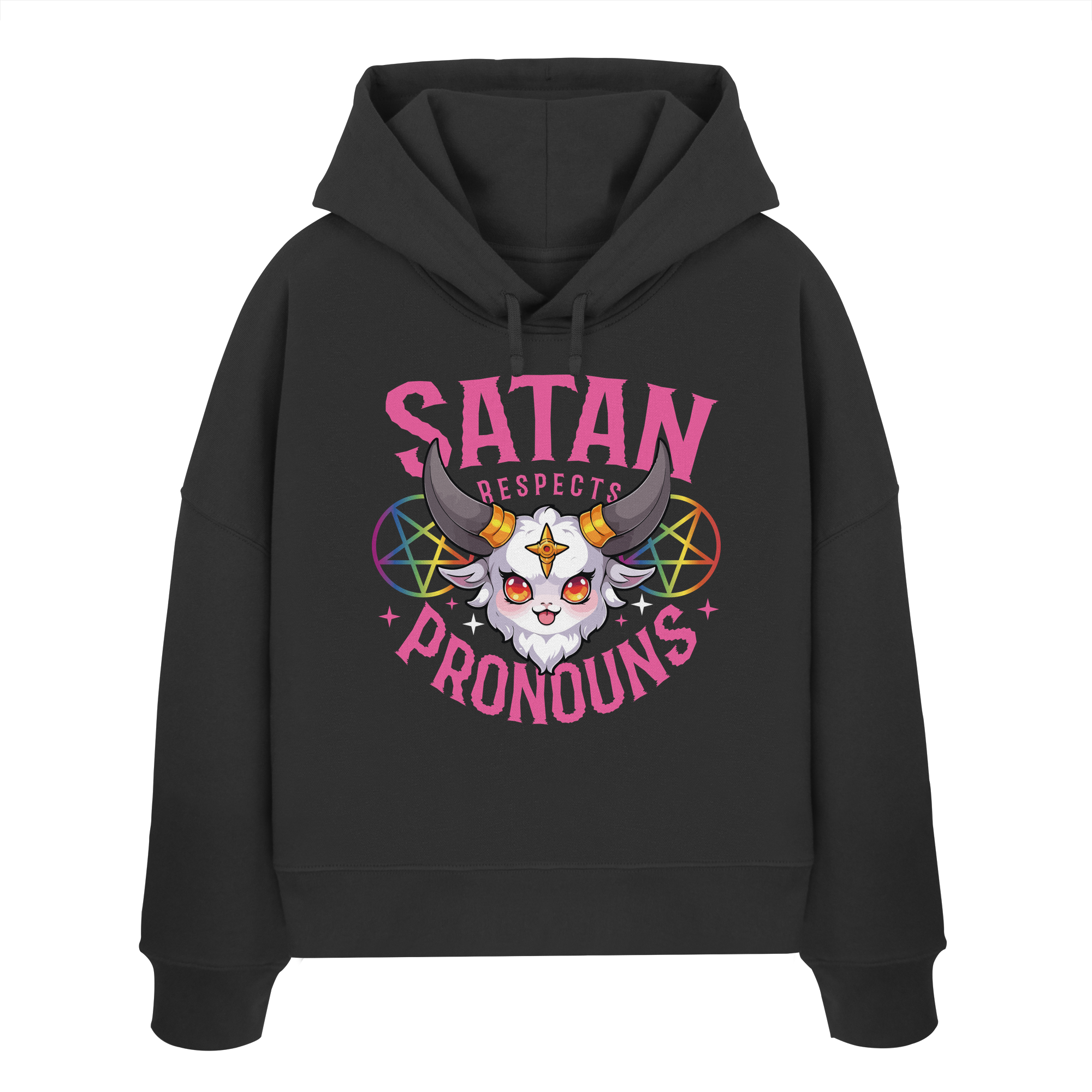 Satan Respects Pronouns - Womens Organic Boxcut Hoodie