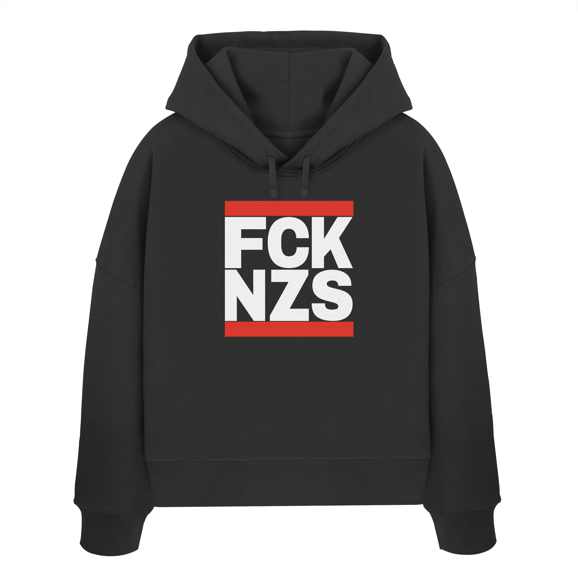 FCK NZS (weiße Schrift) - "Frauen" Boxcut Hoodie