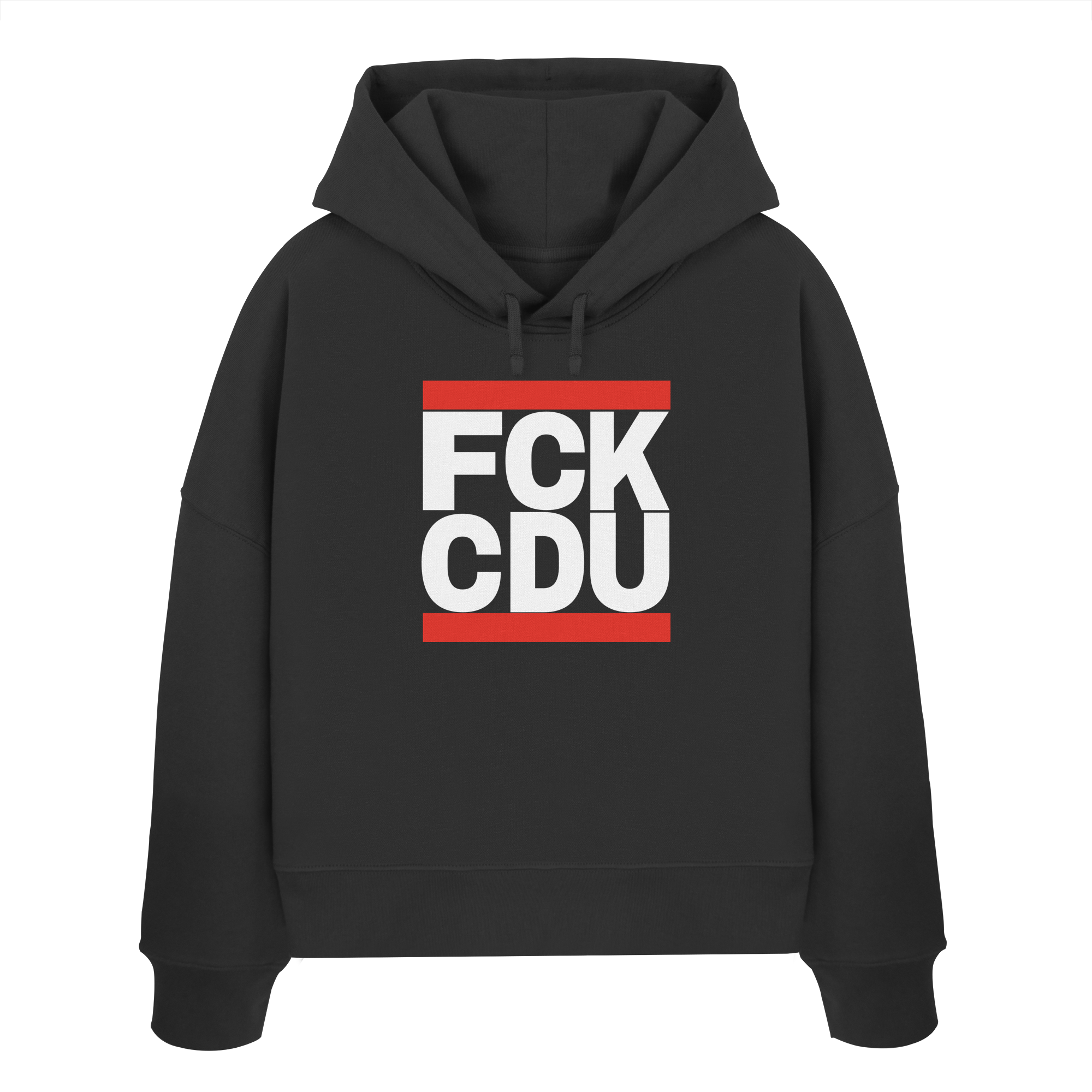 FCK CDU (weiße Schrift) - Womens Organic Boxcut Hoodie