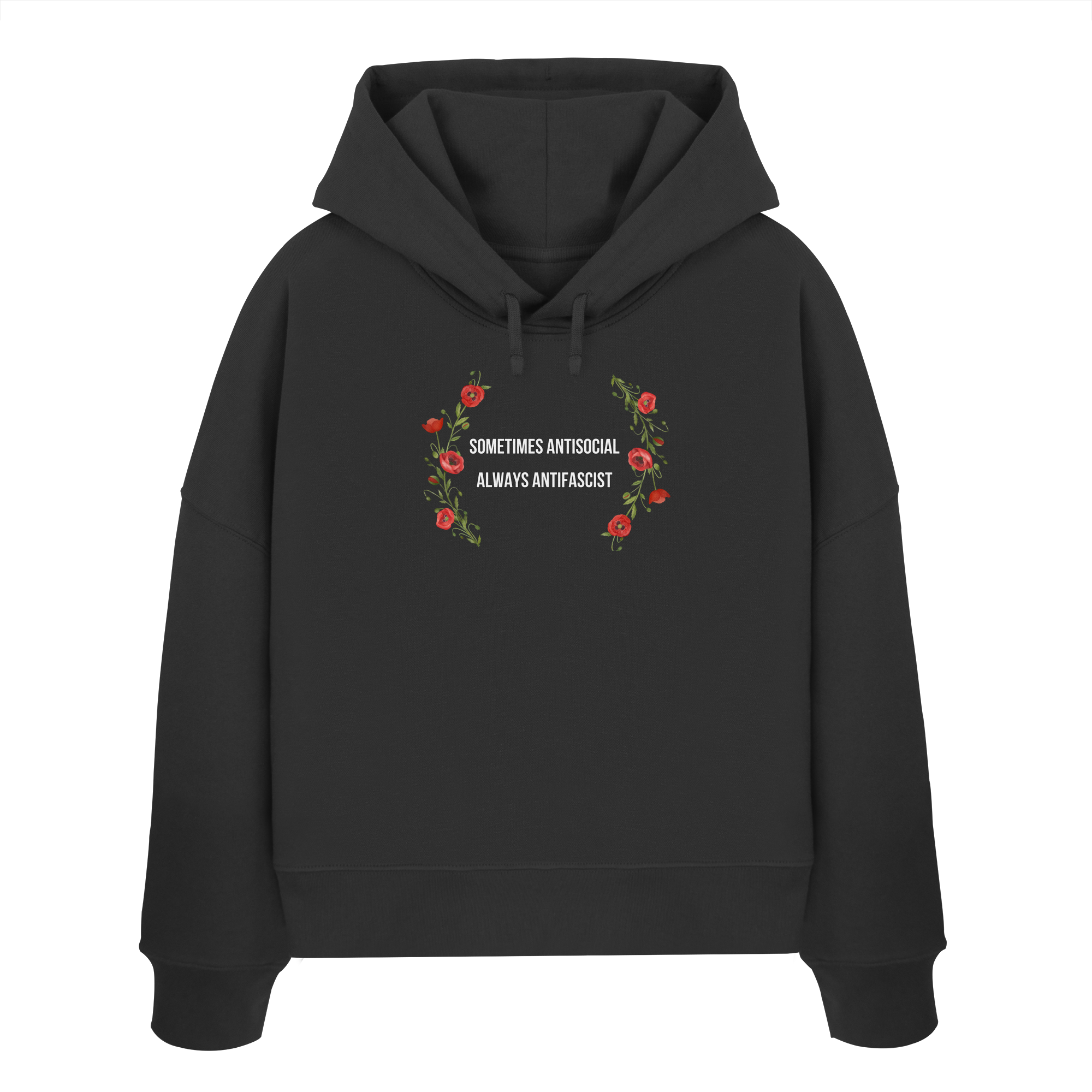 Sometimes Antisocial Always Antifascist - "Frauen" Boxcut Hoodie