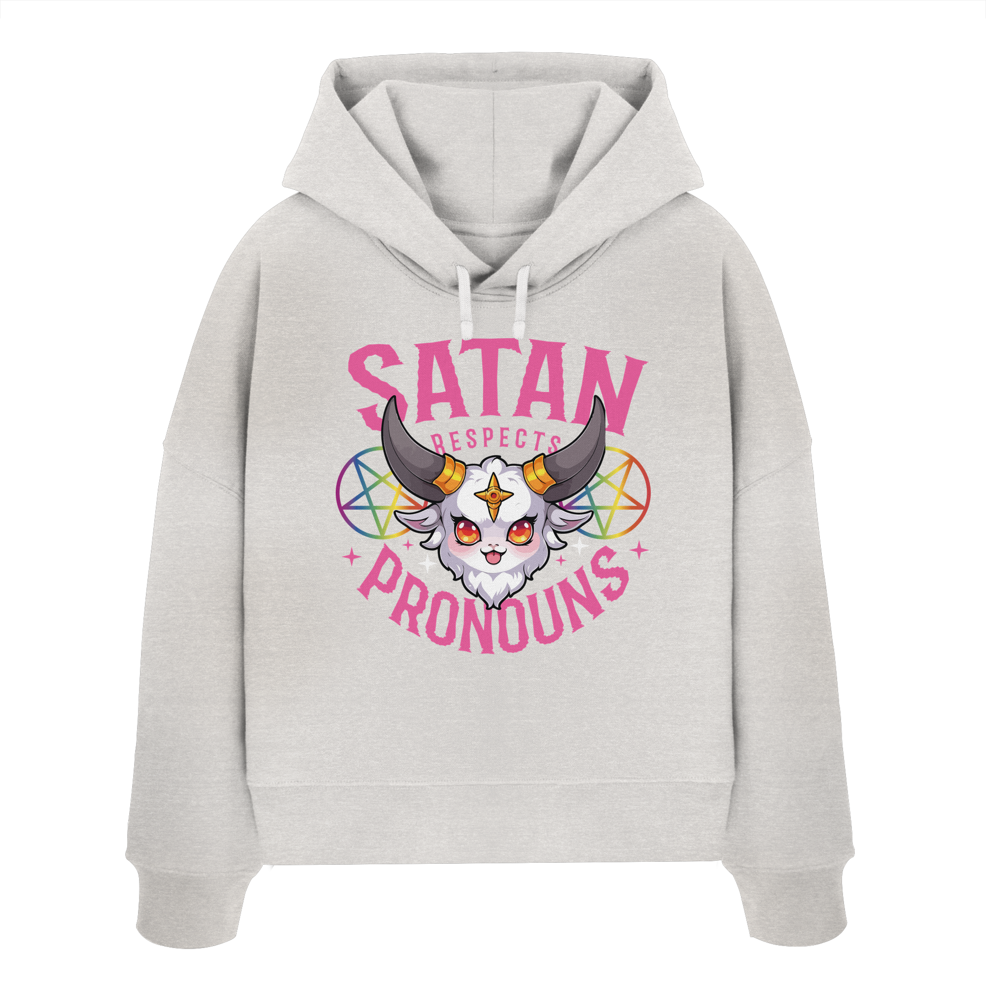 Satan Respects Pronouns - Womens Organic Boxcut Hoodie