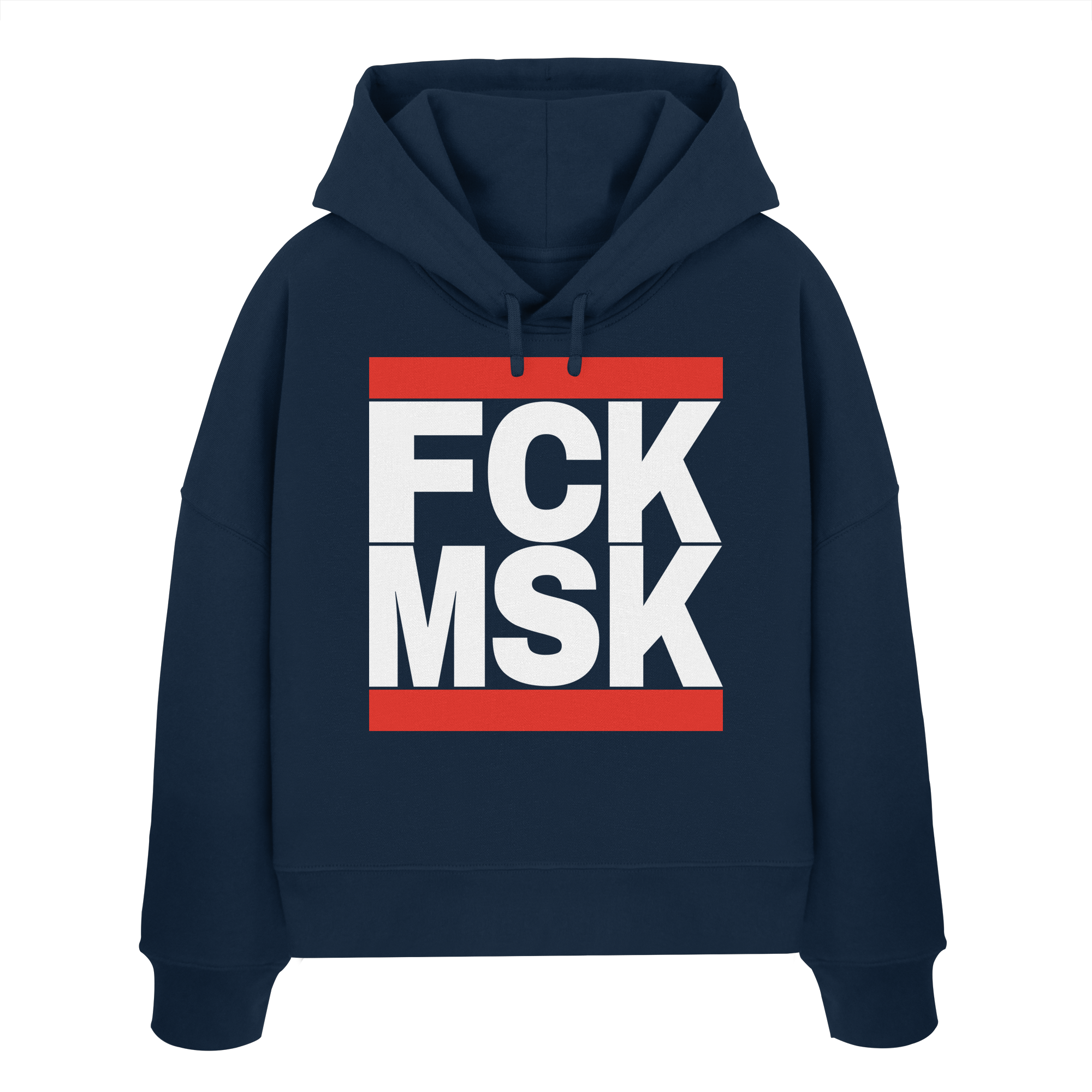 FCK MSK (weiße Schrift) - "Frauen" Boxcut Hoodie